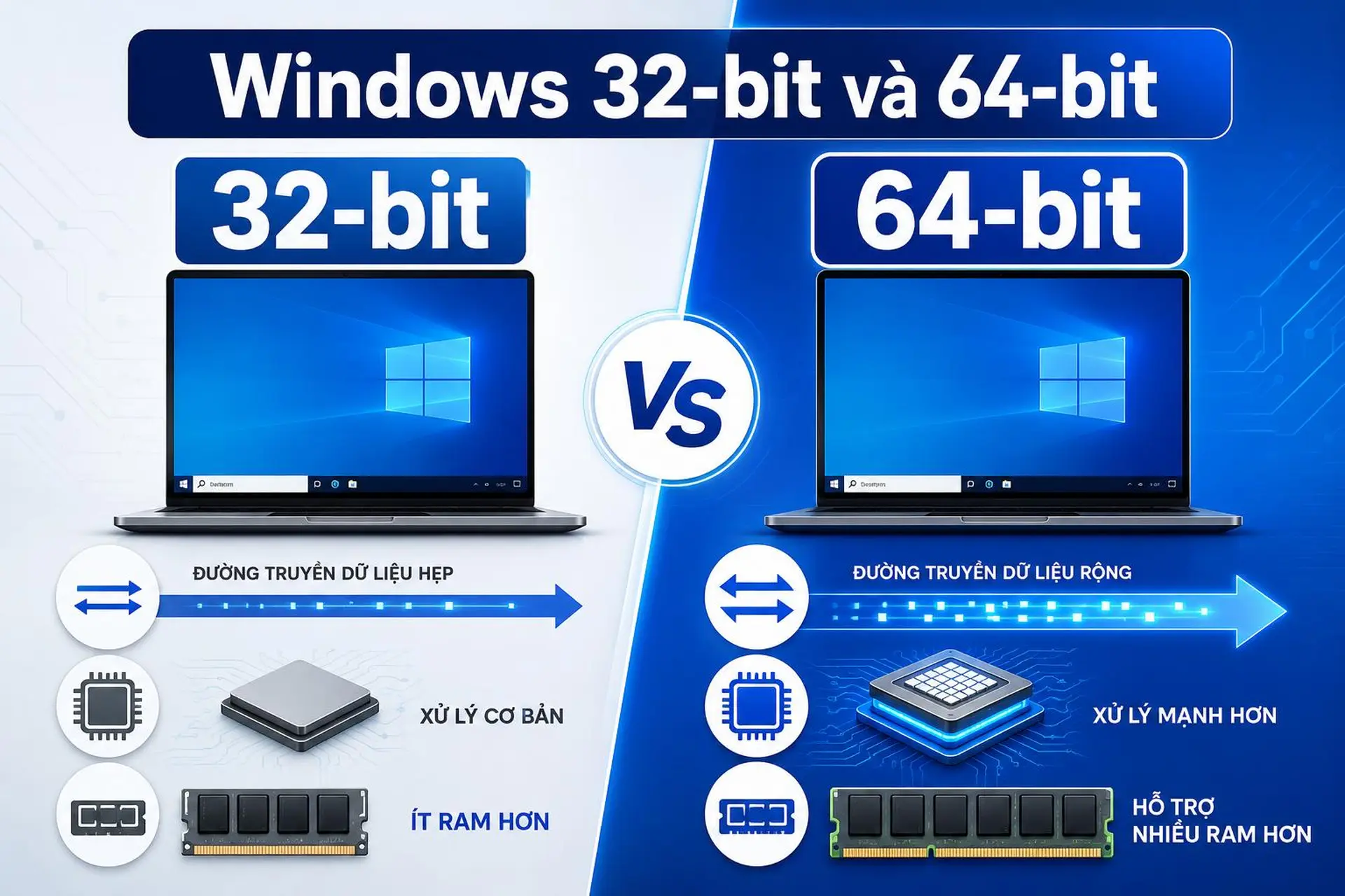 Sự khác nhau giữa Windows 32-bit và 64-bit là gì? Cách phân biệt như thế nào?