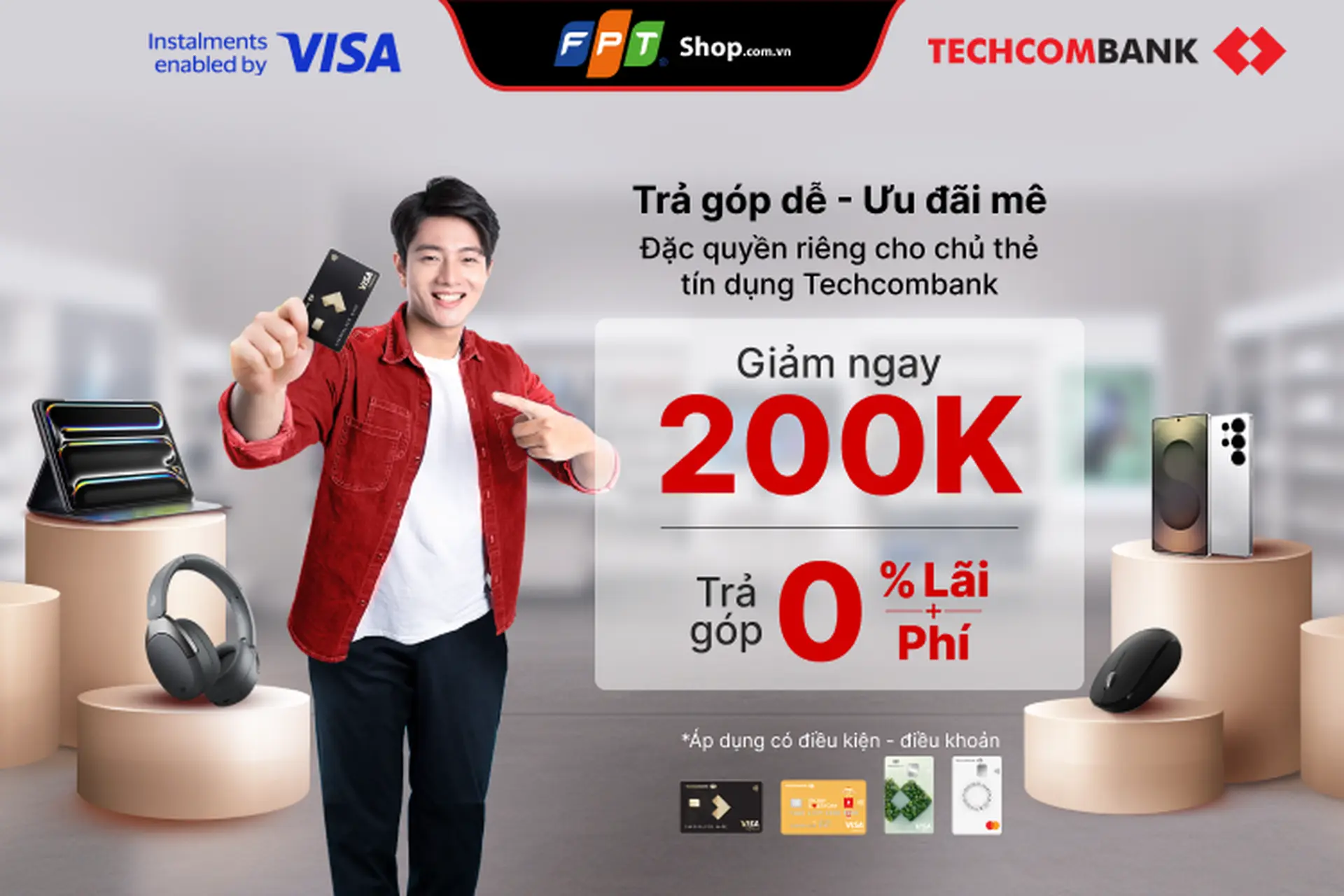 Chủ thẻ tín dụng Techcombank nhận ngay đặc quyền giảm thêm 200.000 đồng