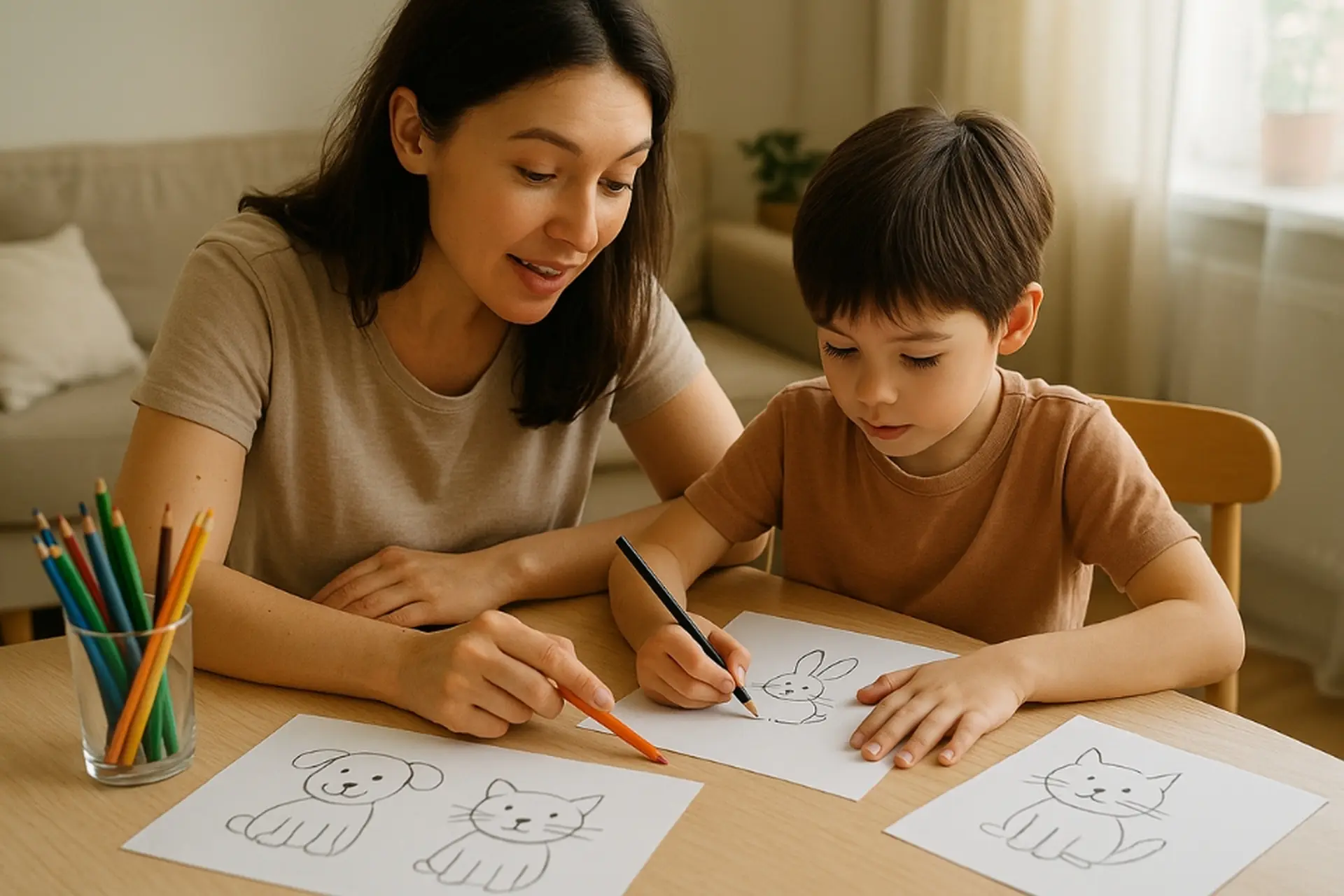 Vẽ con vật đơn giản đưa trẻ vào thế giới sáng tạo, kích thích trí tưởng tượng phong phú