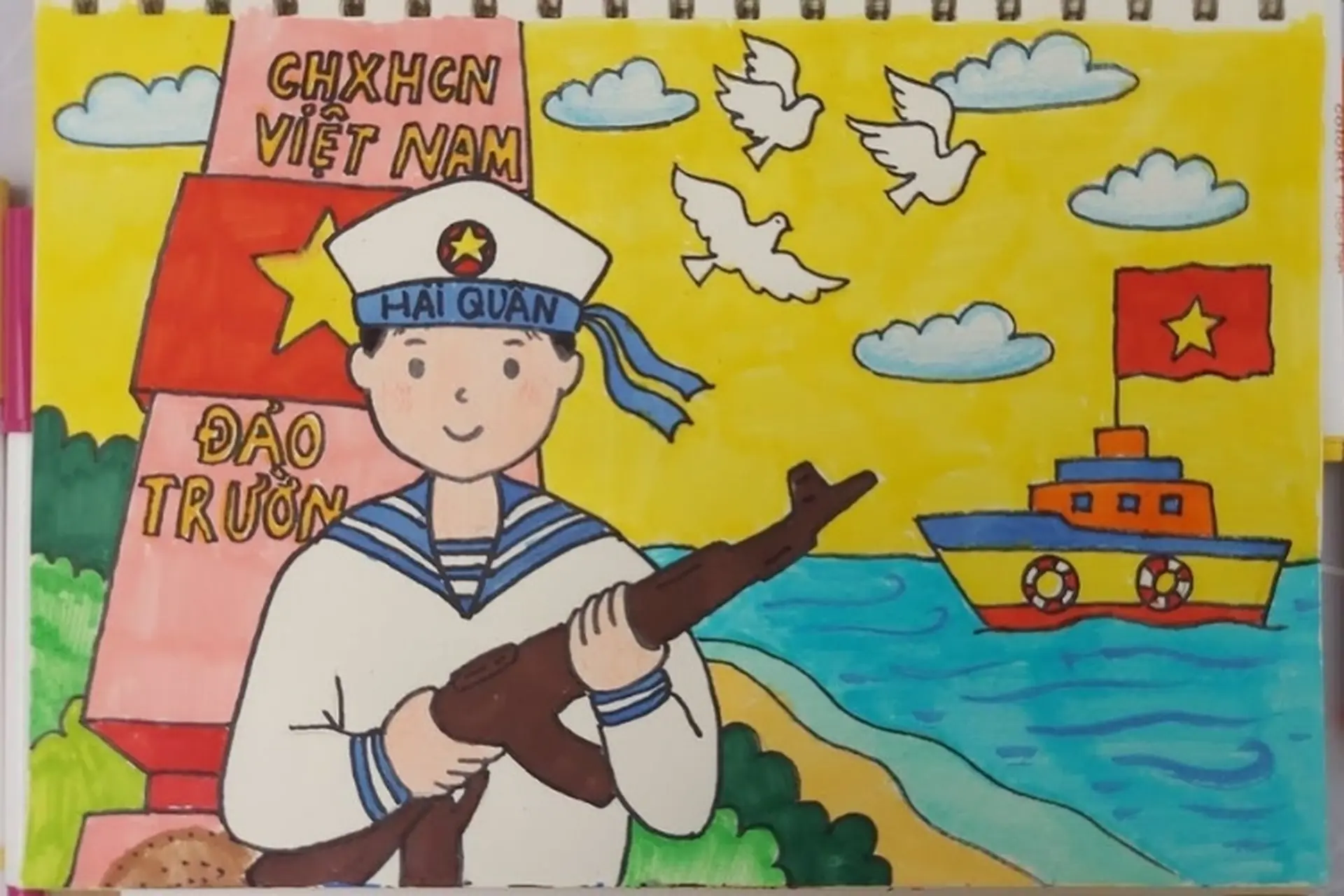 Tổng hợp 45+ mẫu vẽ tranh biển đảo đẹp nhất, ấn tượng nhất, tôn vinh vẻ đẹp quê hương đất nước