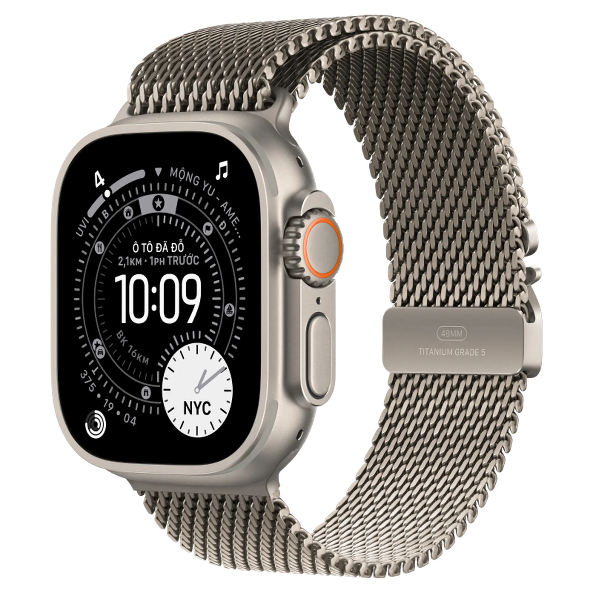 Apple Watch Ultra 3 5G 49mm Viền titan Dây quấn Milan Titan