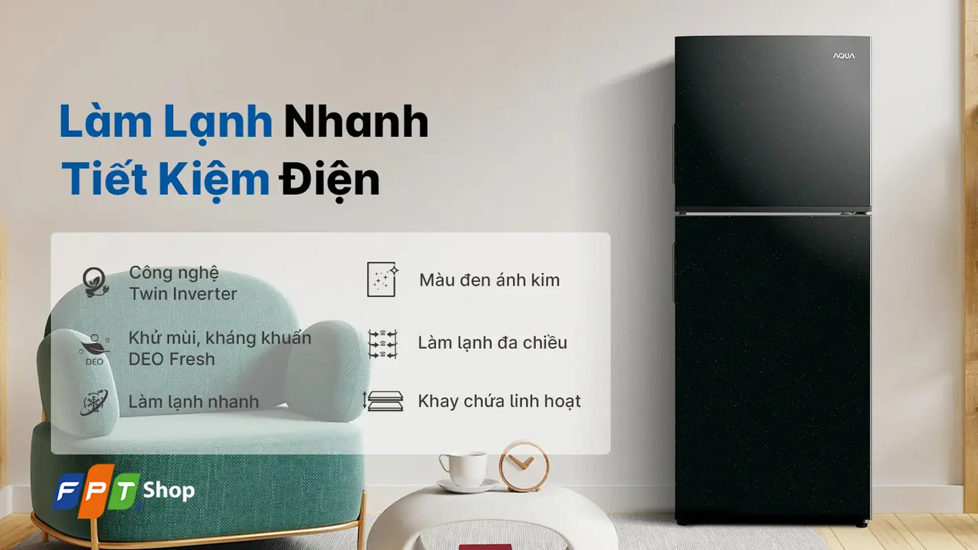 Aqua Inverter 189 lít AQR-T220FA(FB)