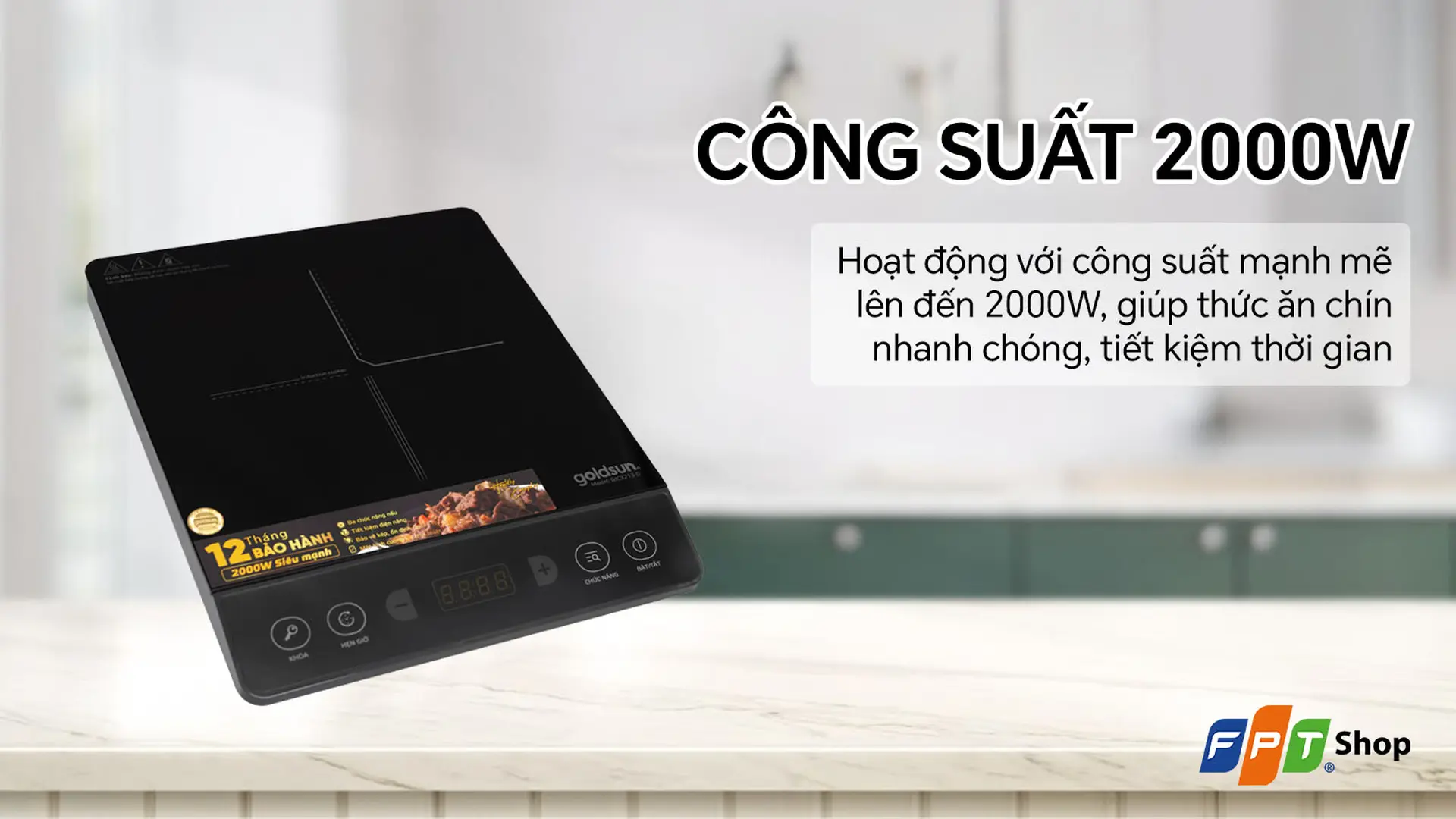 Bếp điện từ đơn cảm ứng Goldsun GIC3213-D 2000W