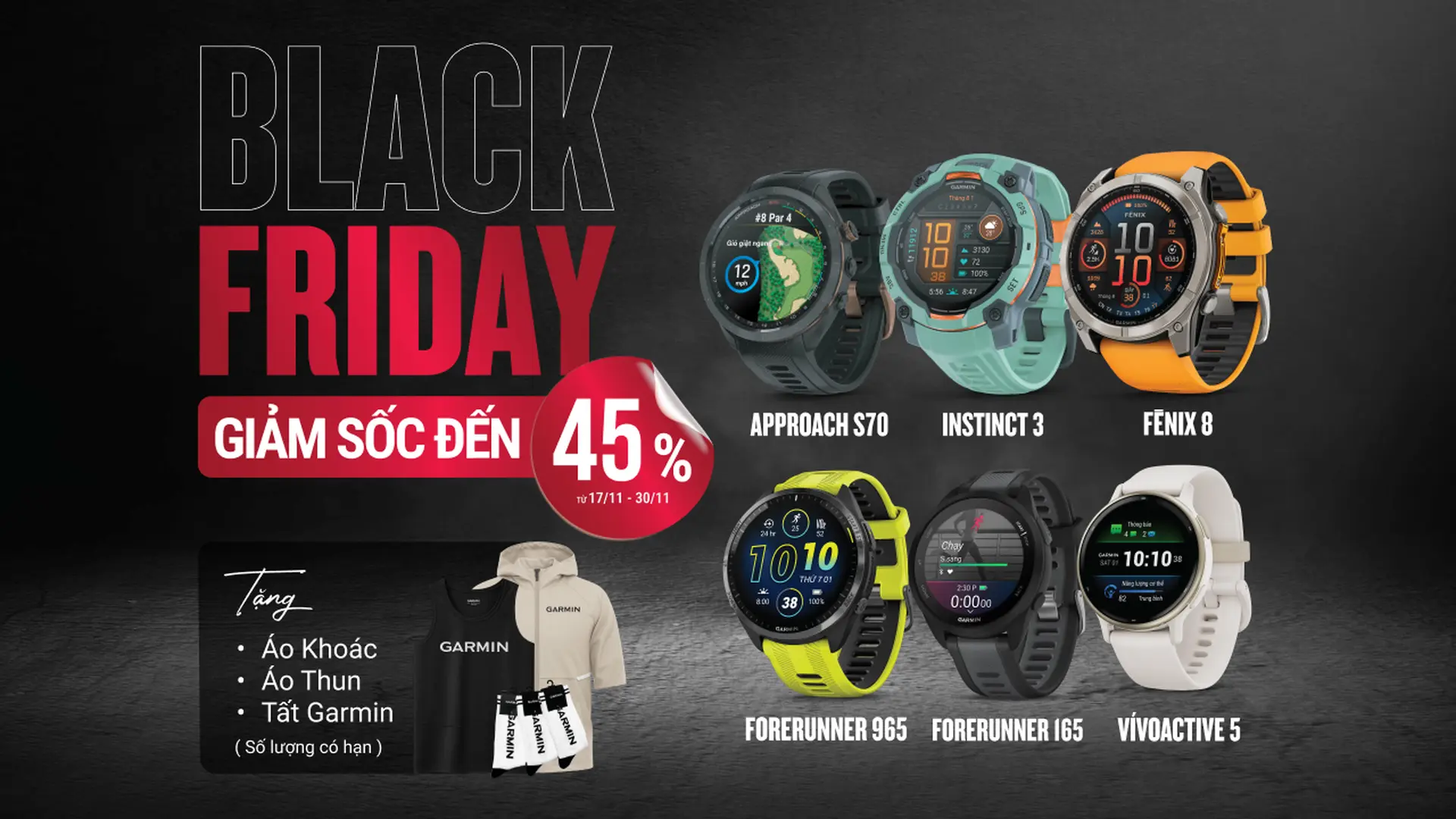 Black Friday: Đồng hồ Garmin giảm sốc đến 45%