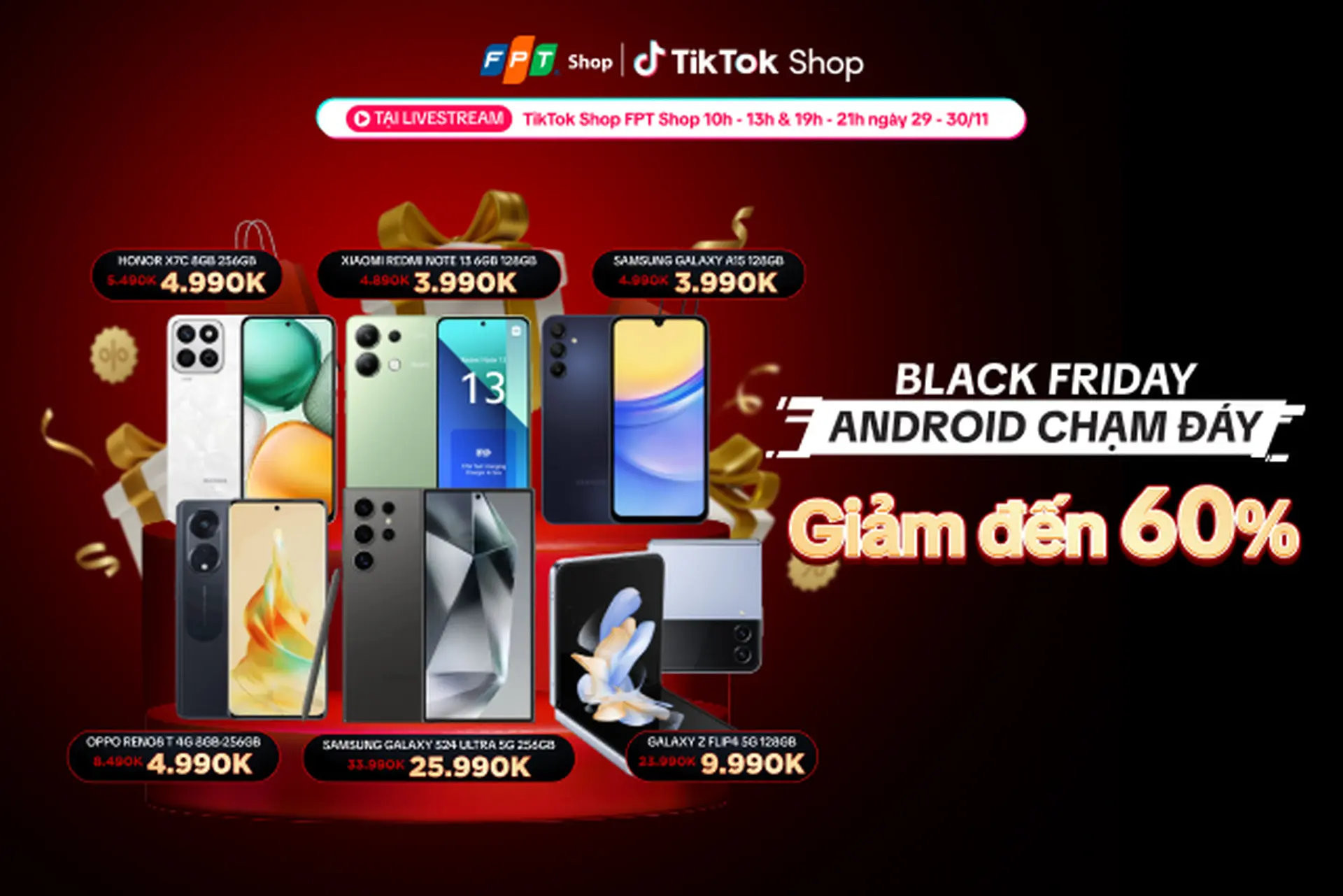 Black Friday – Sale bùng cháy: Điện thoại Samsung, OPPO, Xiaomi, Honor giảm giá chạm đáy tới 60%