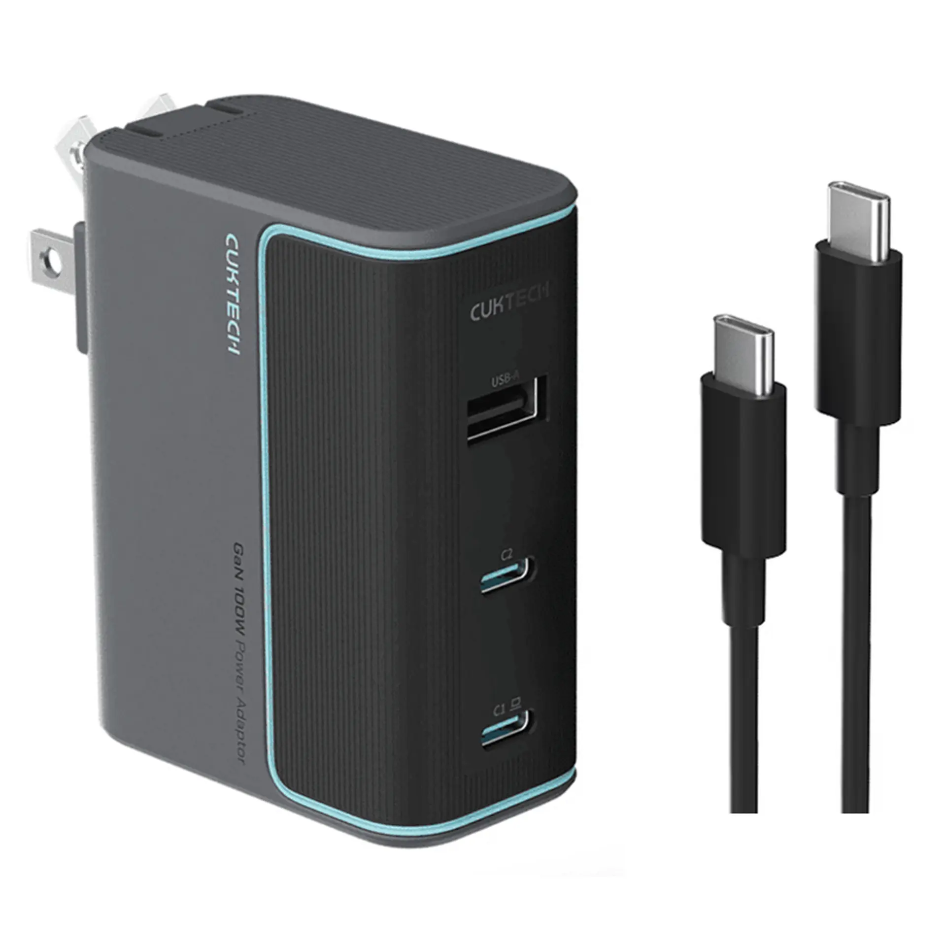 Bộ sạc nhanh 3 cổng 100W kèm cáp Type-C to Type-C 1.5M GaN Cuktech
