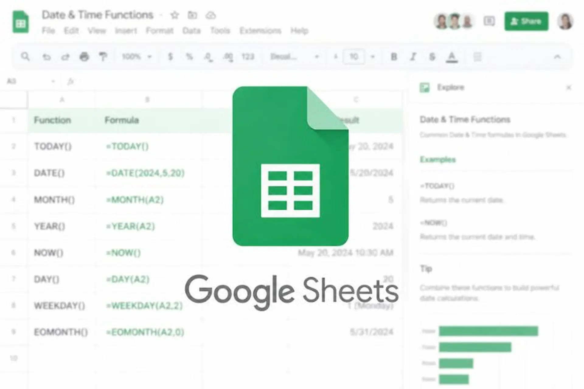 Các hàm ngày tháng trong Google Sheets là gì? Hướng dẫn cách sử dụng chi tiết