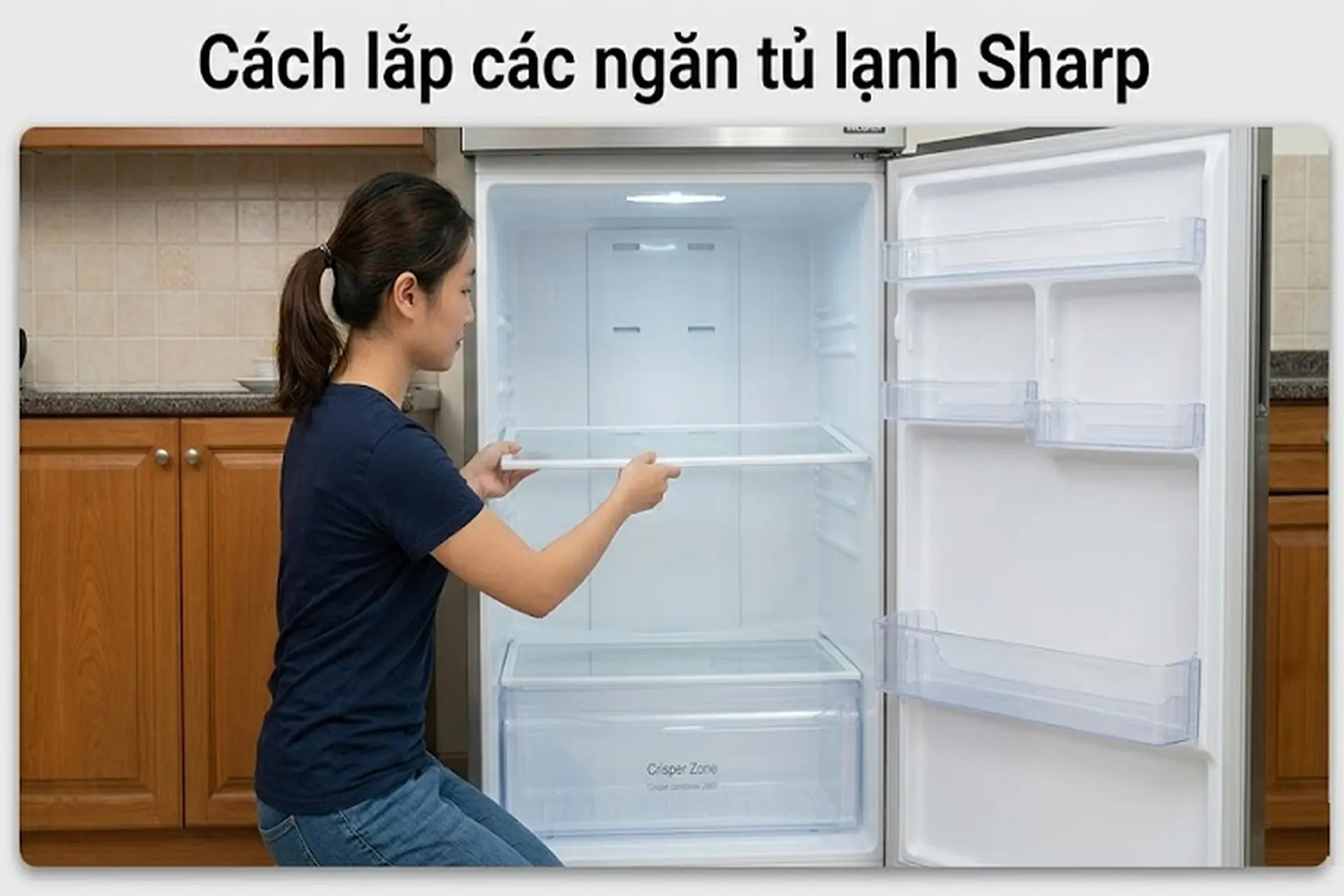 Hướng dẫn cách lắp các ngăn tủ lạnh Sharp đúng kỹ thuật, chi tiết từng bước