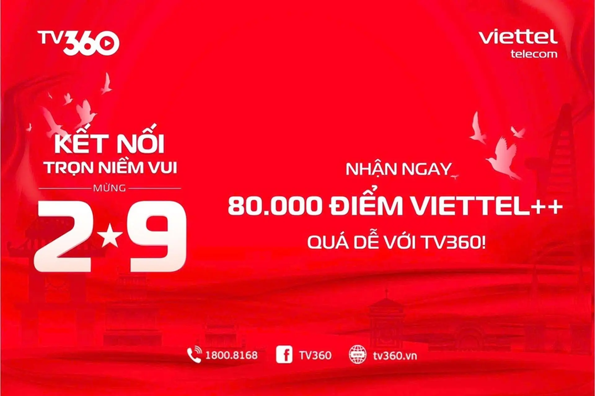 Cách nhận ngay 80.000 điểm Viettel++ với sự kiện chào mừng 80 năm Cách mạng tháng Tám thành công và lễ Quốc Khánh