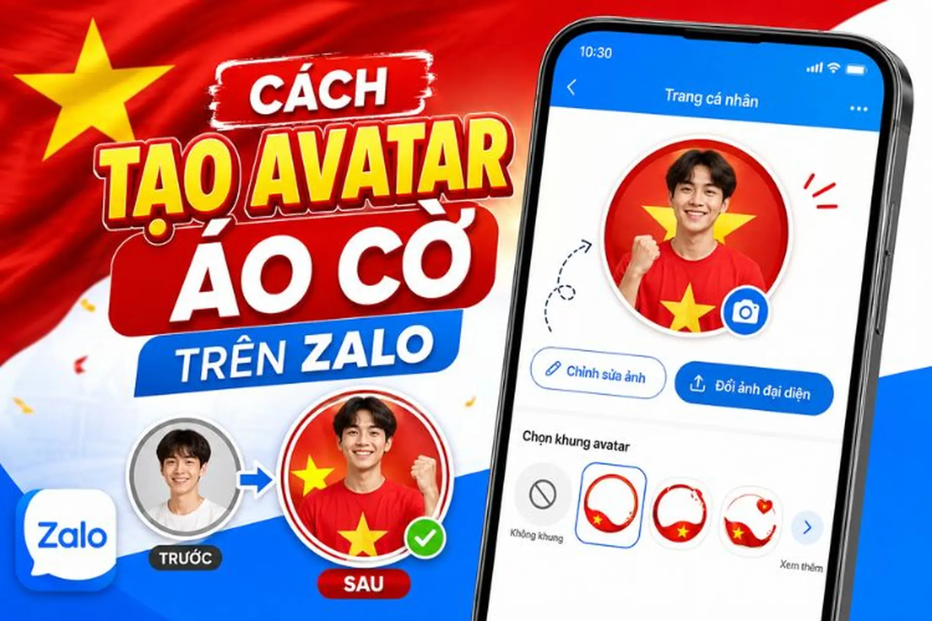 Cách tạo ảnh đại diện áo cờ Tổ quốc trên Zalo nhanh chóng chỉ với vài bước thao tác