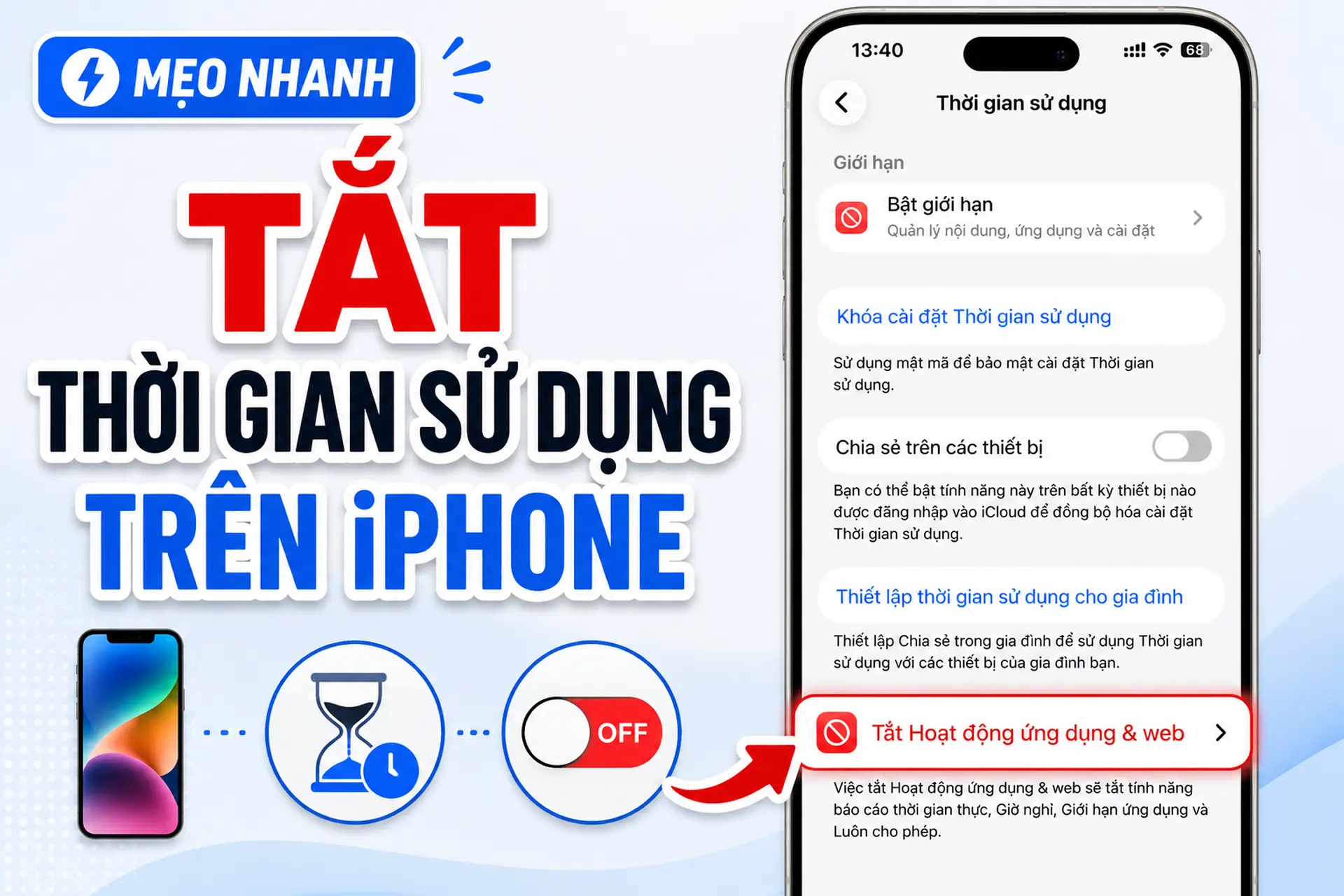 Hướng dẫn cách tắt thời gian sử dụng trên iPhone đơn giản chỉ với vài thao tác