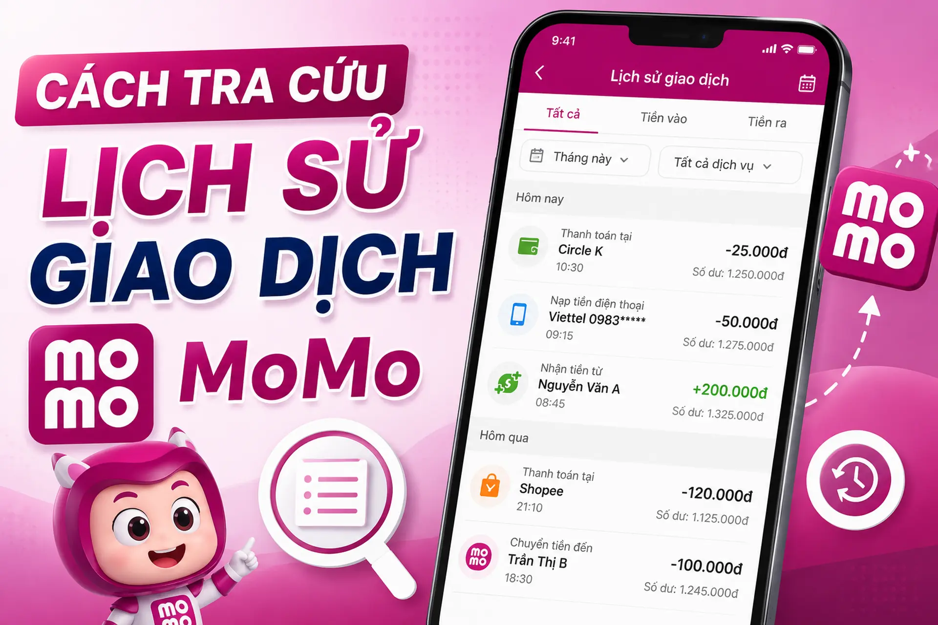 Chia sẻ cách tra cứu lịch sử giao dịch MoMo nhanh, chính xác trên điện thoại mới nhất