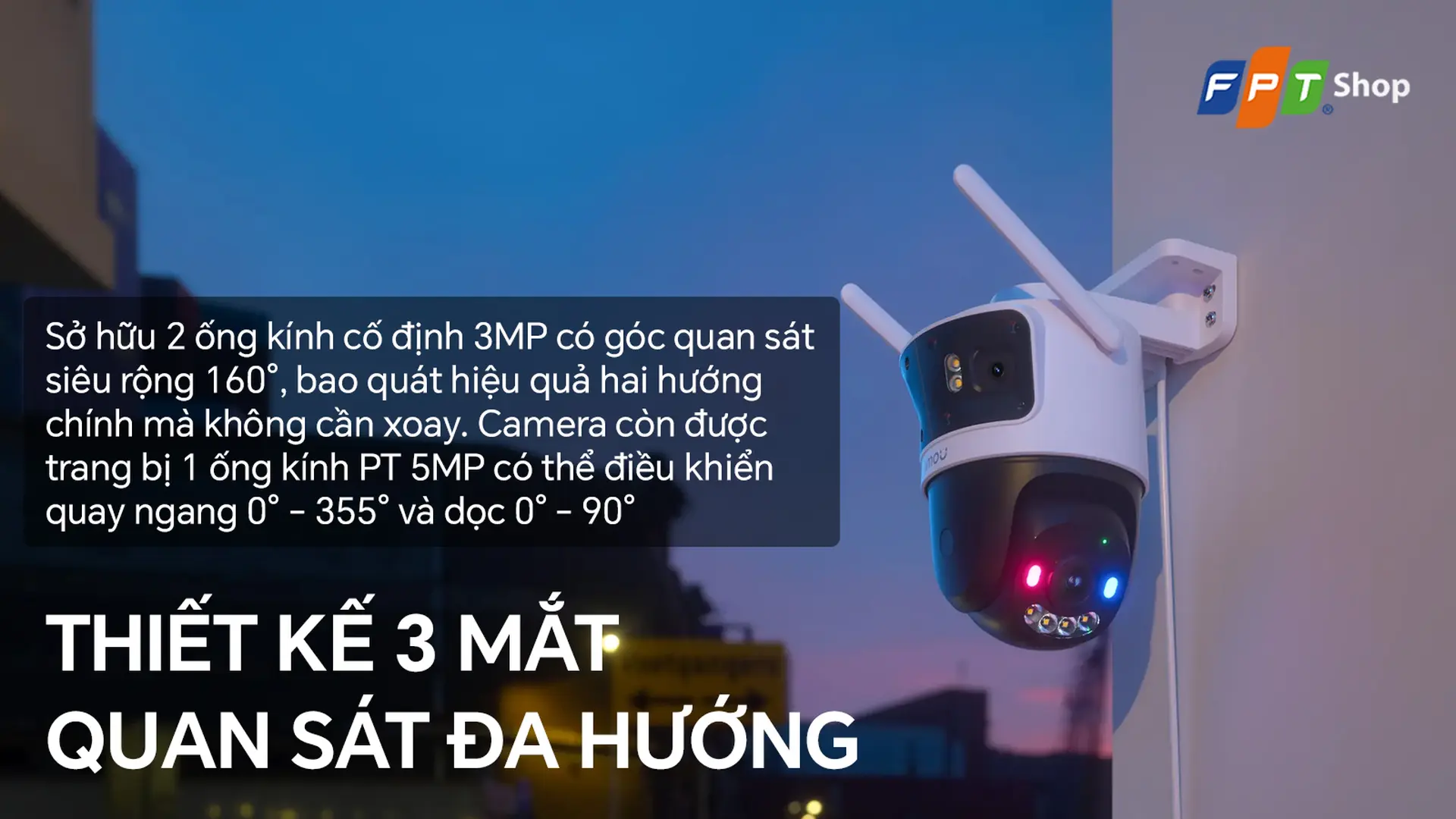 Camera IP ngoài trời 360 độ 5MP + 3MP + 3MP Imou Cruiser IPC-S7UP-11M0WED Triple