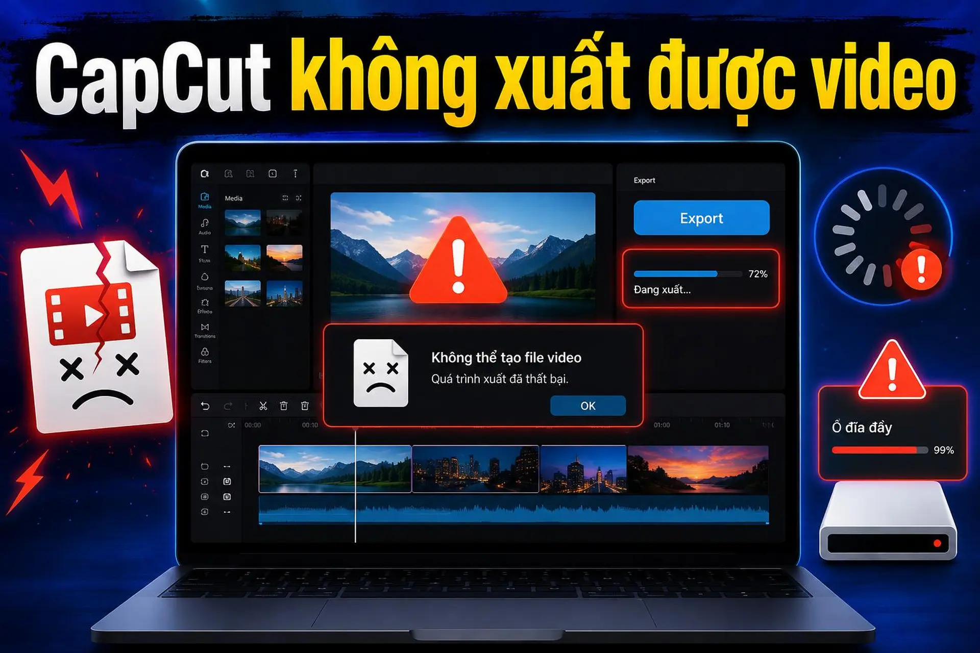 CapCut không xuất được video nguyên nhân do đâu và có cách nào khắc phục nhanh không?