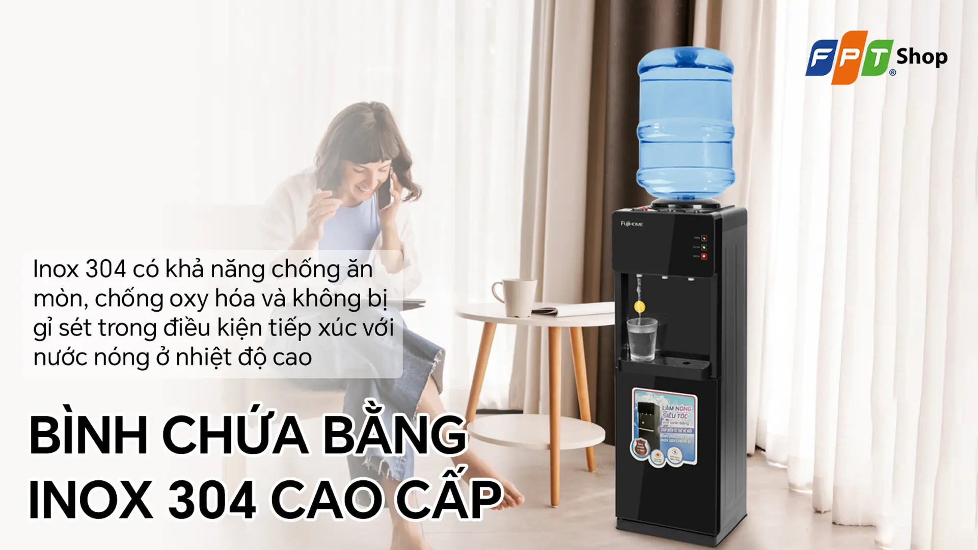 Cây nước nóng lạnh úp bình Fujihome WD61E