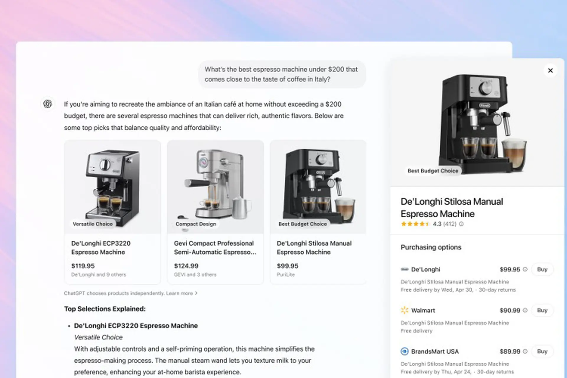 ChatGPT nâng cấp khả năng tìm kiếm mua sắm: Có ảnh, giá và đánh giá sao như Google Shopping