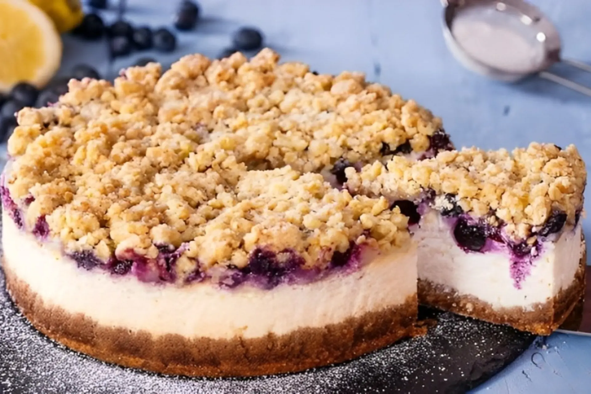Cách làm cheesecake blueberry thơm béo, topping yến mạch và việt quất tươi ngon