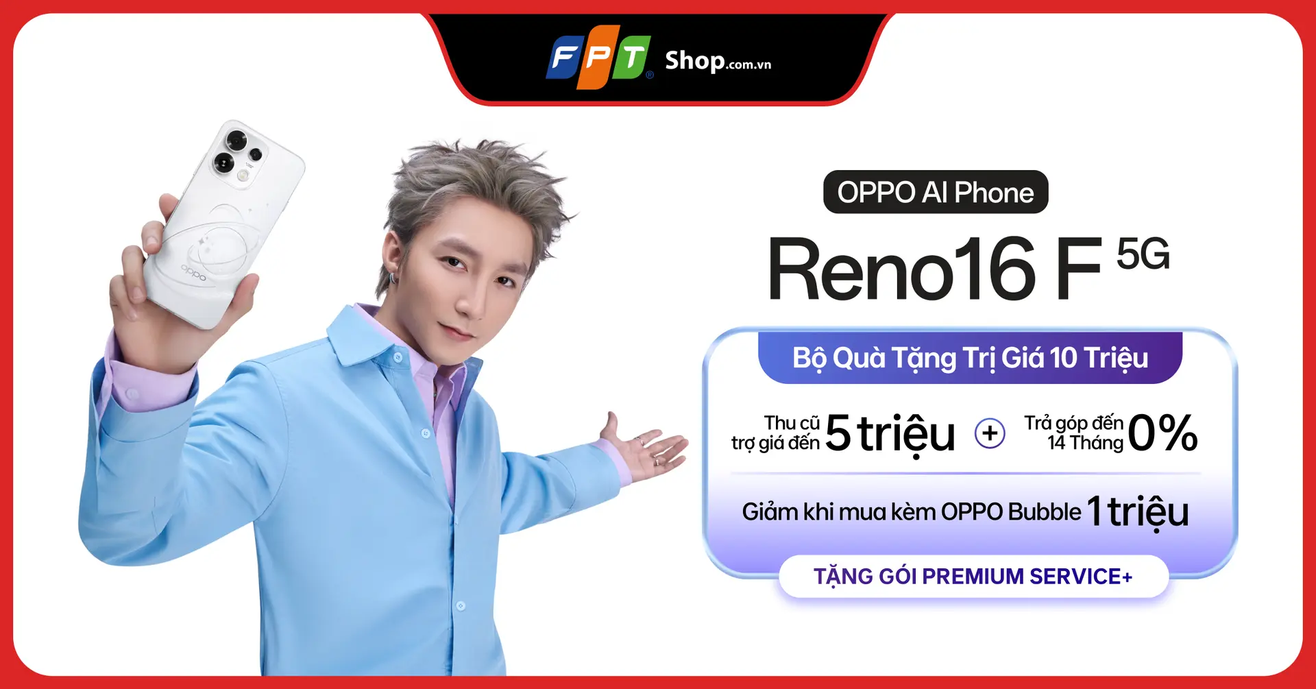 Chính sách bảo hành OPPO Reno16 F 5G: 4 đặc quyền dành cho khách hàng FPT Shop