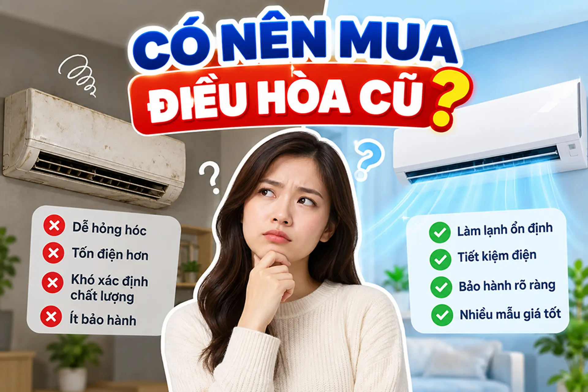 Có nên mua điều hòa cũ không? Ưu nhược điểm và phương án thay thế phù hợp