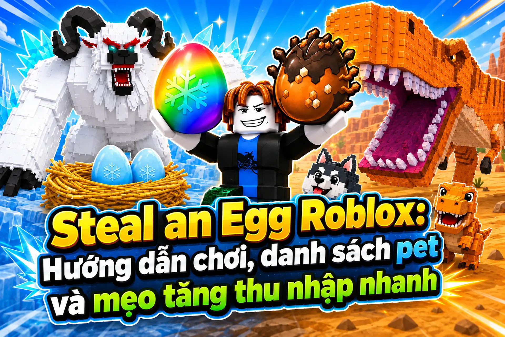 Steal an Egg Roblox: Hướng dẫn chơi, danh sách pet và mẹo tăng thu nhập nhanh