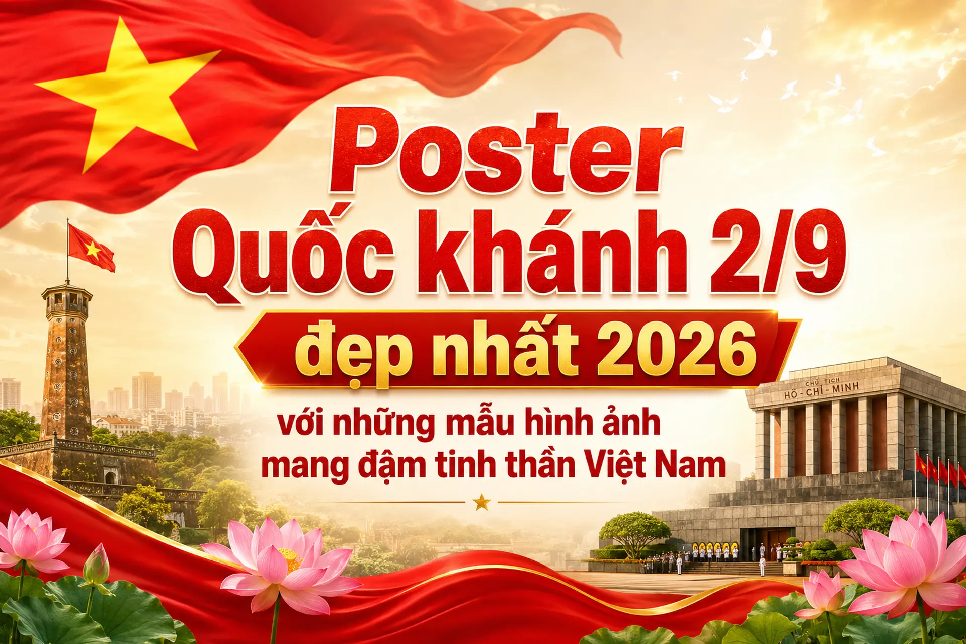 Poster Quốc khánh 2/9 đẹp nhất 2026 với những mẫu hình ảnh mang đậm tinh thần Việt Nam