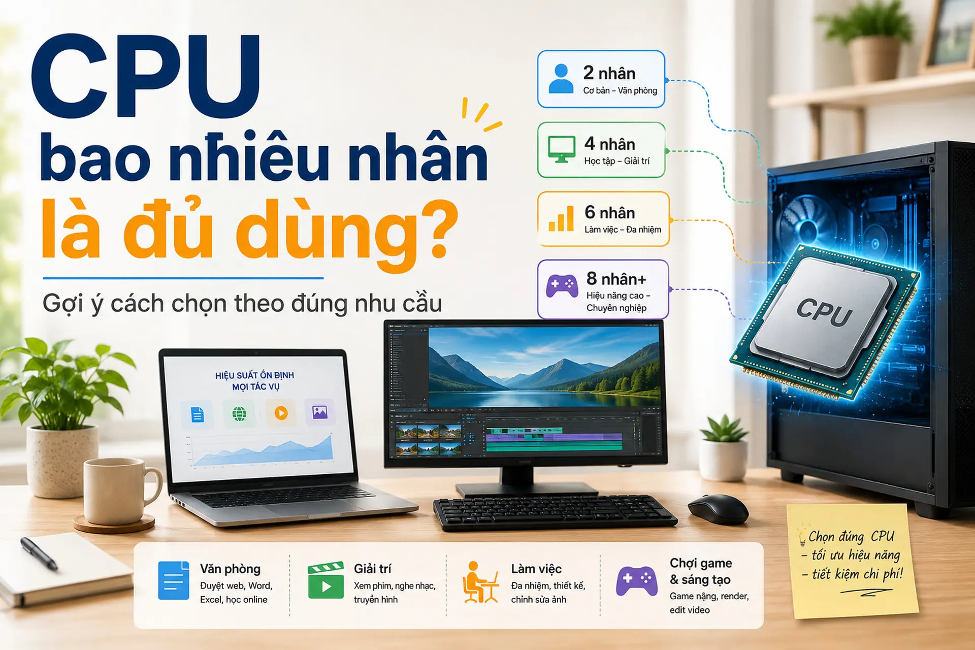 CPU bao nhiêu nhân là đủ dùng? Gợi ý cách chọn theo đúng nhu cầu