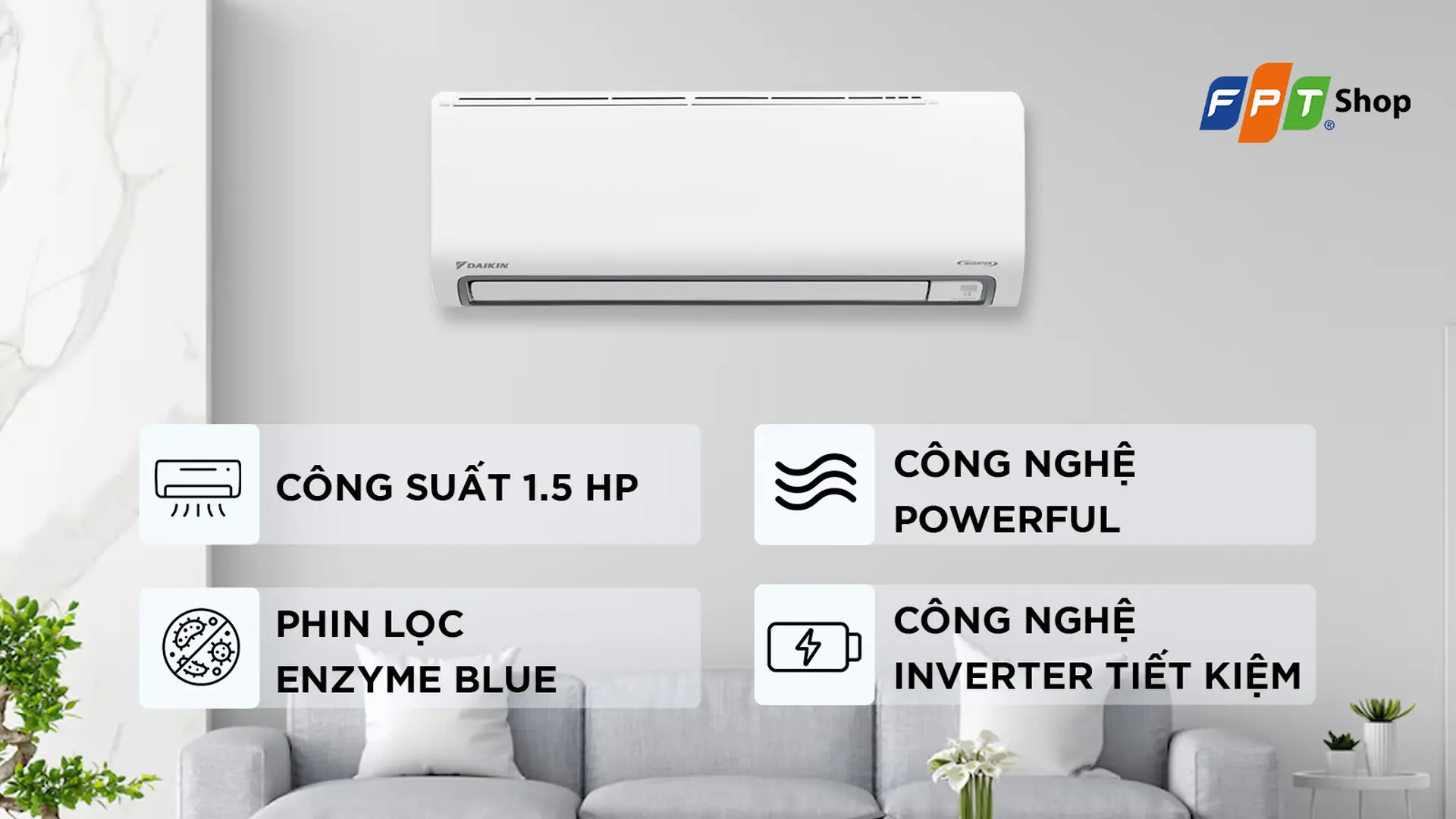 Máy lạnh Daikin Inverter 1.5 HP ATKB35ZVMV