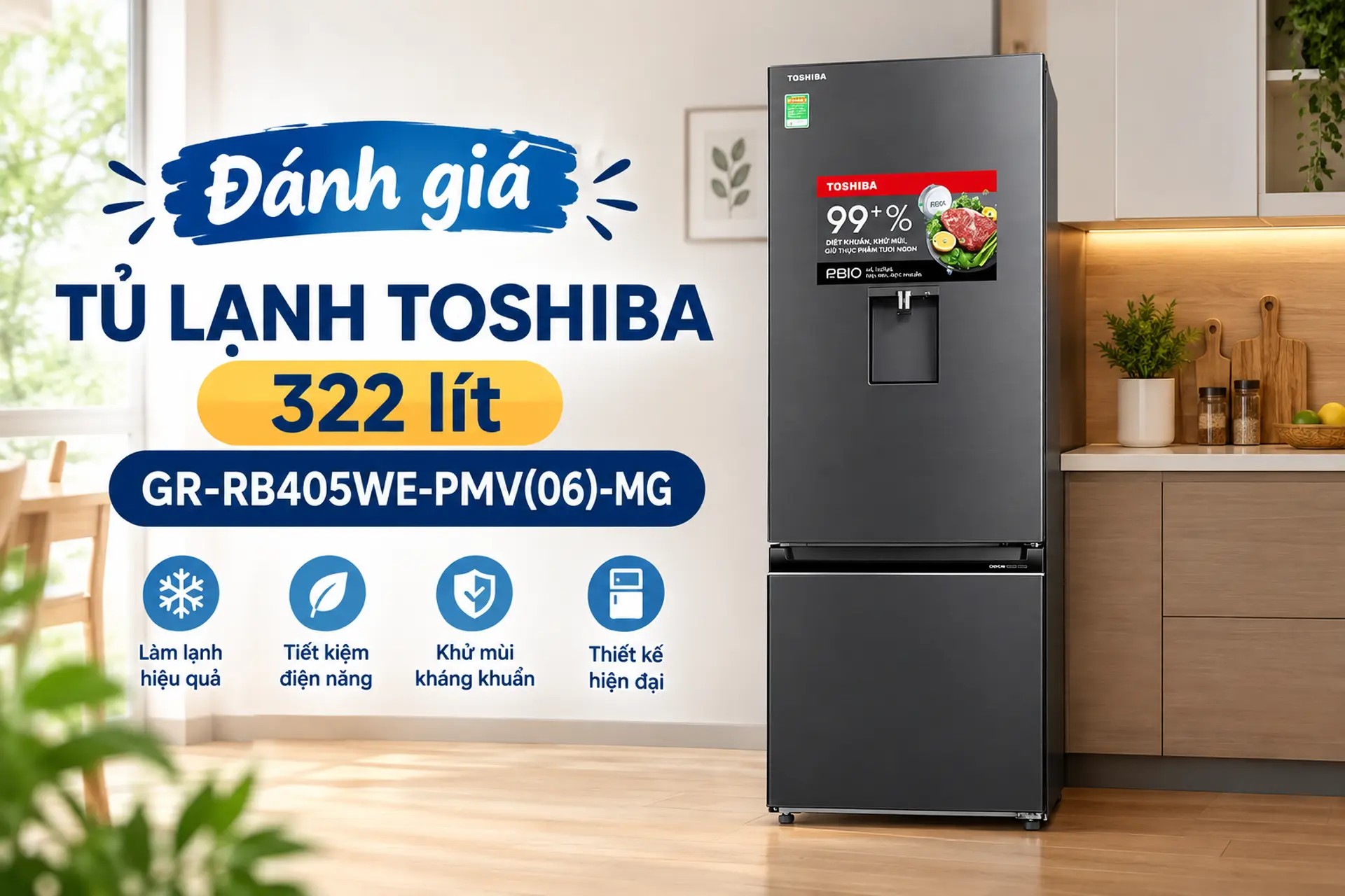 Đánh giá tủ lạnh Toshiba 322 lít GR-RB405WE-PMV(06)-MG: Ngăn Flex-zone -1 °C, công nghệ Origin Inverter tiết kiệm điện