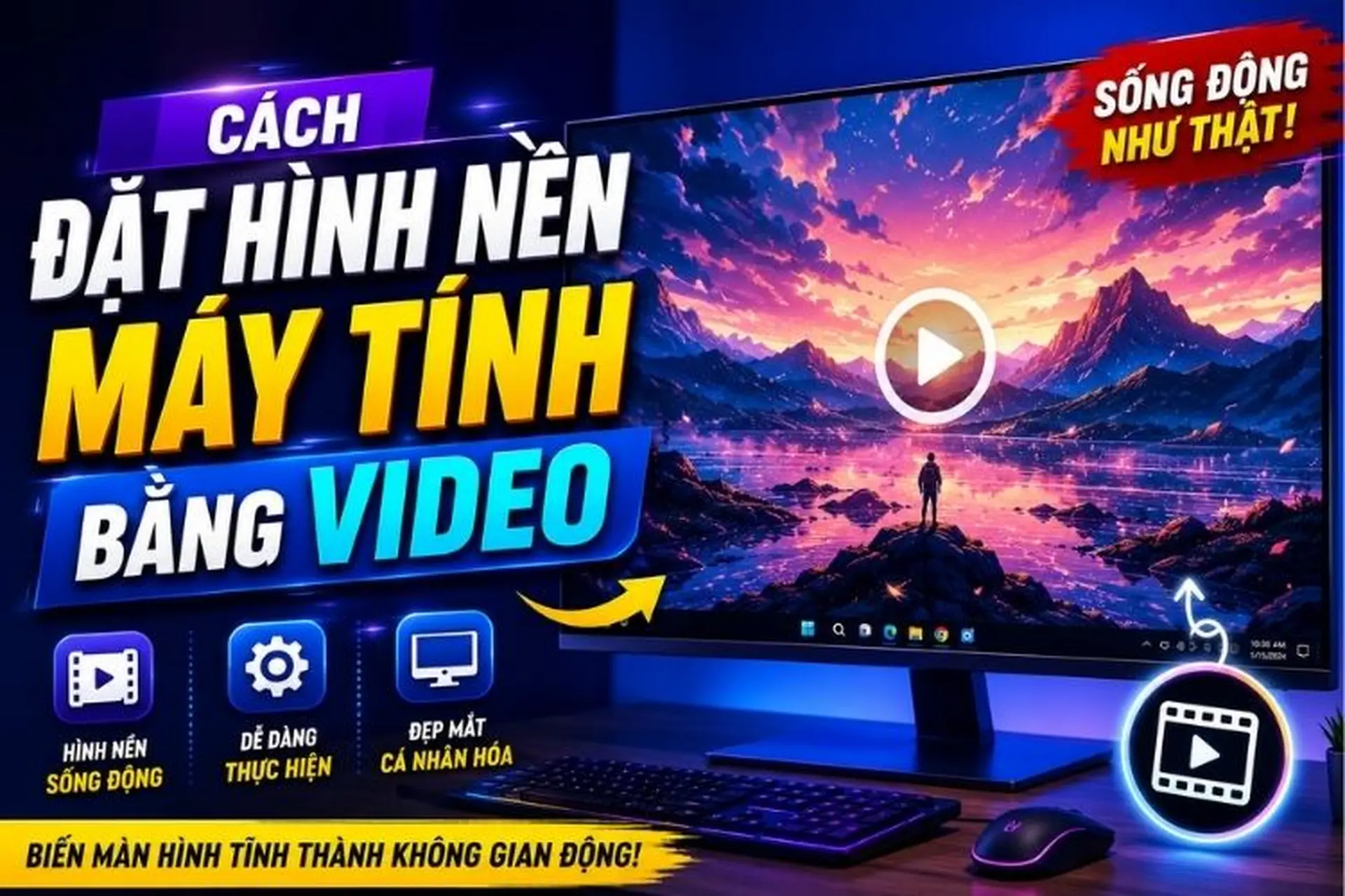 Hướng dẫn cách đặt hình nền máy tính bằng video cực độc đáo và dễ thực hiện