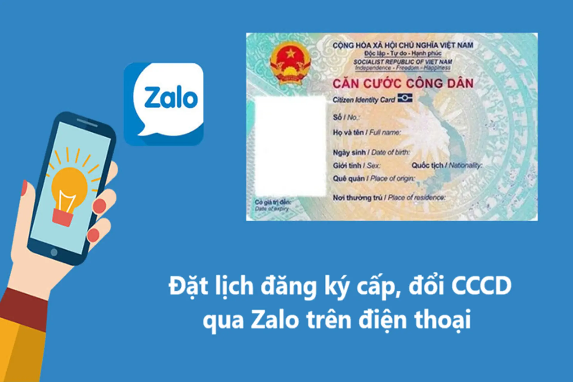 Thủ tục đặt lịch đăng ký cấp, đổi CCCD qua Zalo trên điện thoại siêu đơn giản