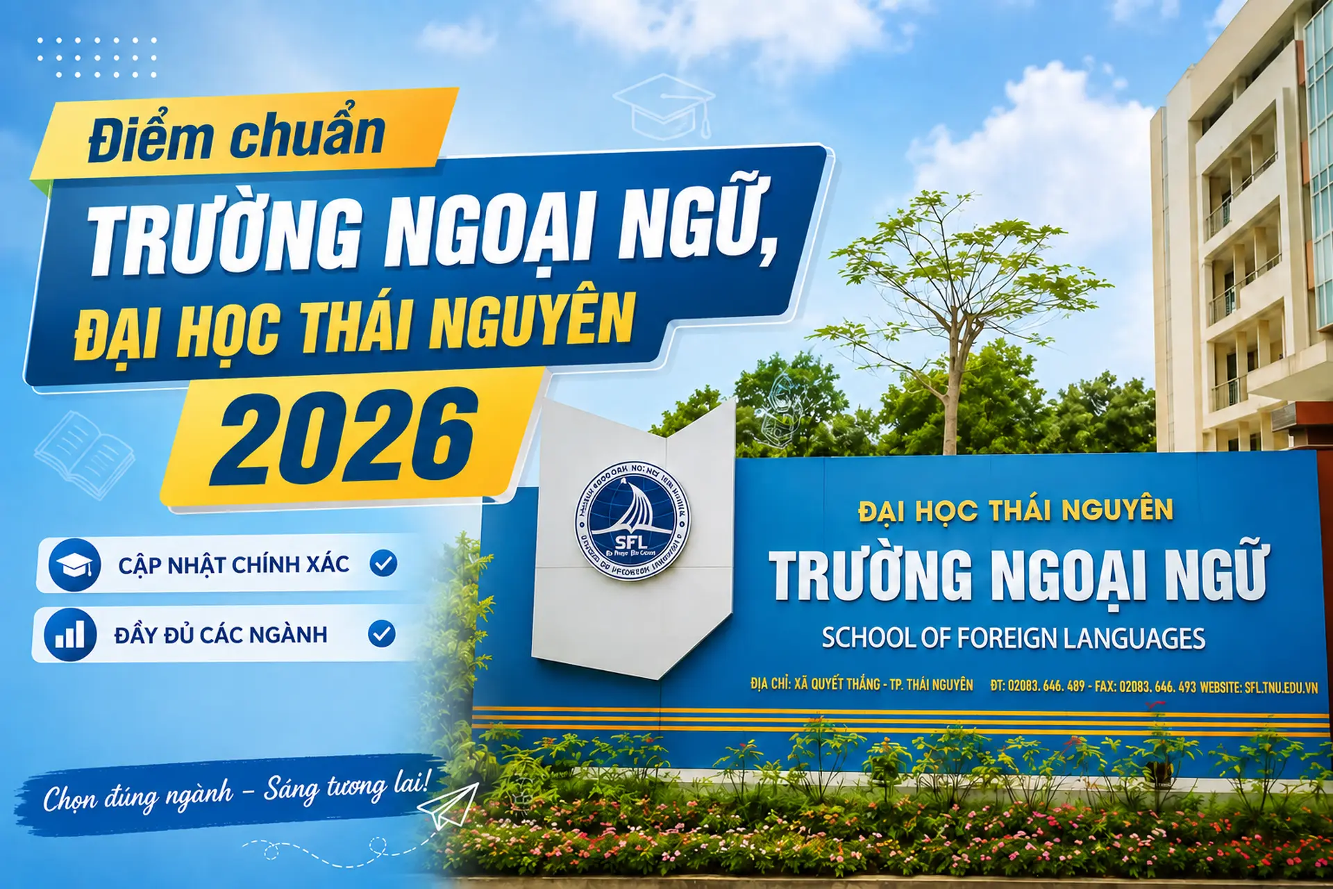 Điểm chuẩn Trường Ngoại ngữ, Đại học Thái Nguyên 2026: Sư phạm tiếng Trung cao nhất 26,60 điểm