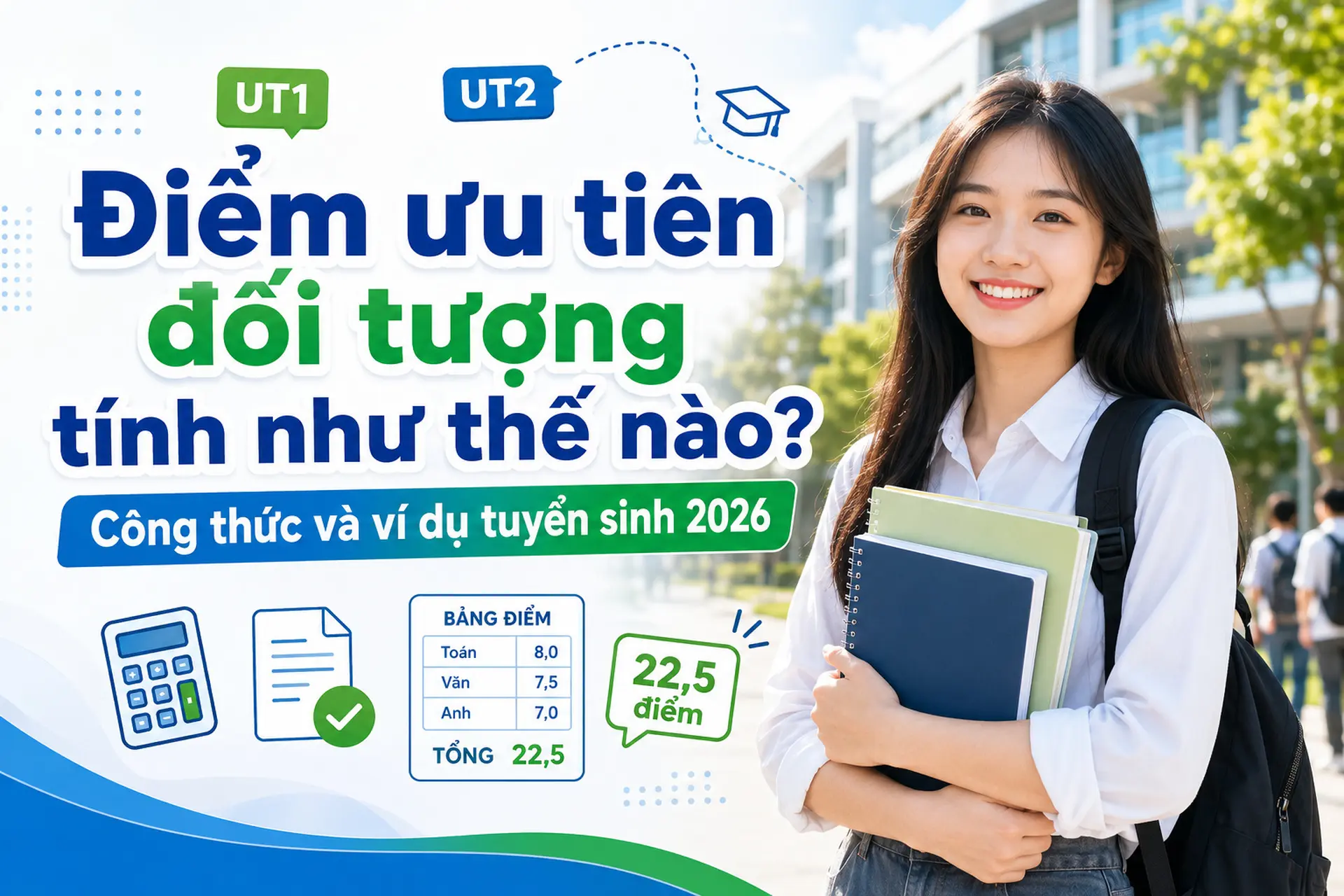 Điểm ưu tiên đối tượng tính như thế nào? Công thức và ví dụ tuyển sinh 2026