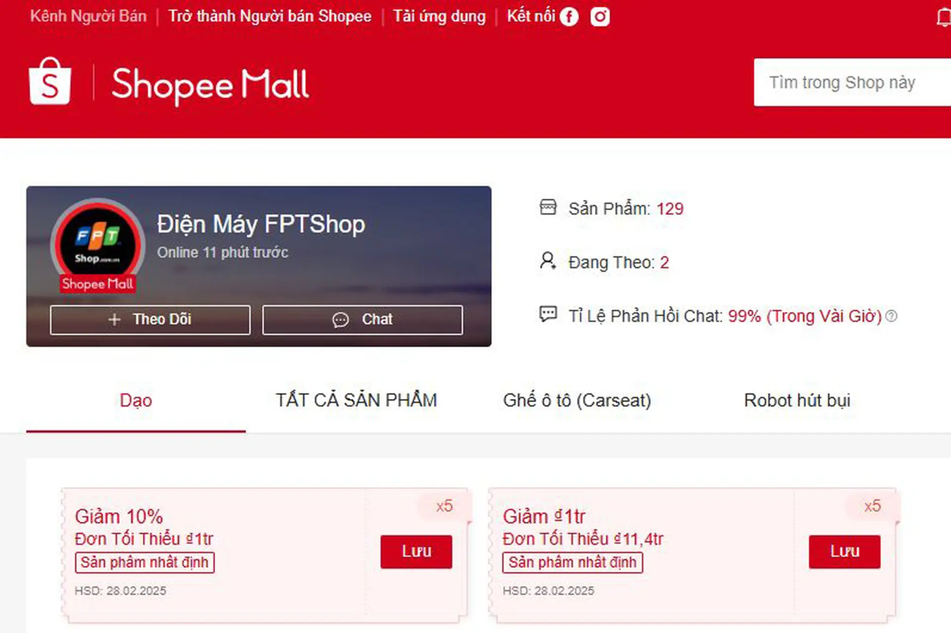 FPT Shop chính thức có mặt trên Shopee, 25/02 - sale ngày lương về, voucher giảm đến 1 triệu đồng
