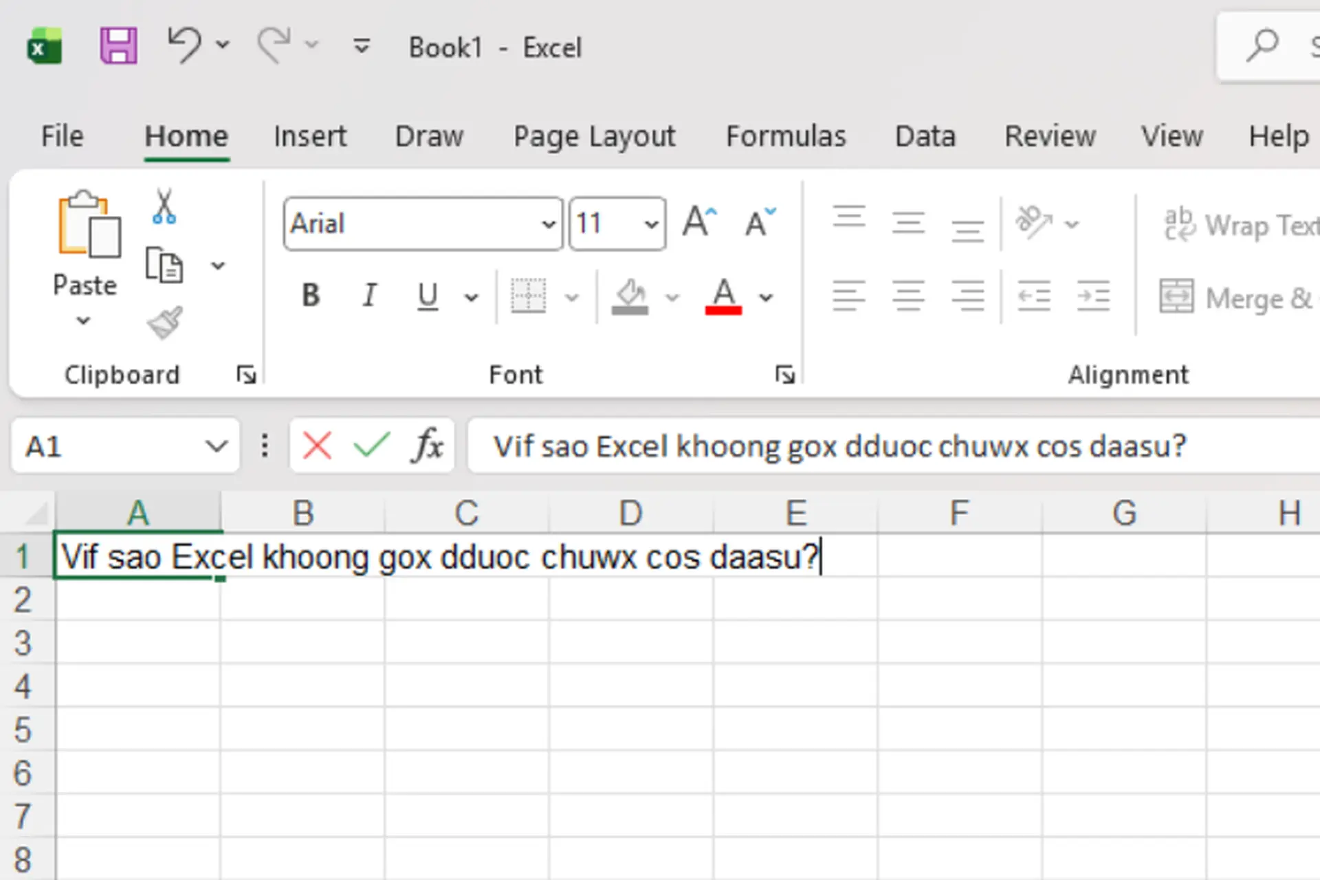 Vì sao Excel không gõ được chữ có dấu? Hướng dẫn cách sửa lỗi chi tiết nhất