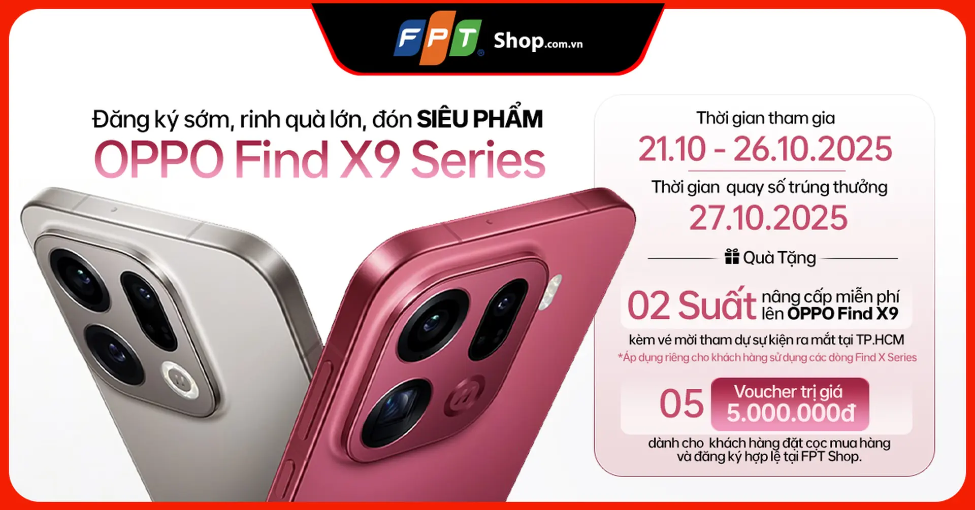 Đăng ký sớm, rinh quà lớn – Cùng FPT Shop đón siêu phẩm OPPO Find X9 Series