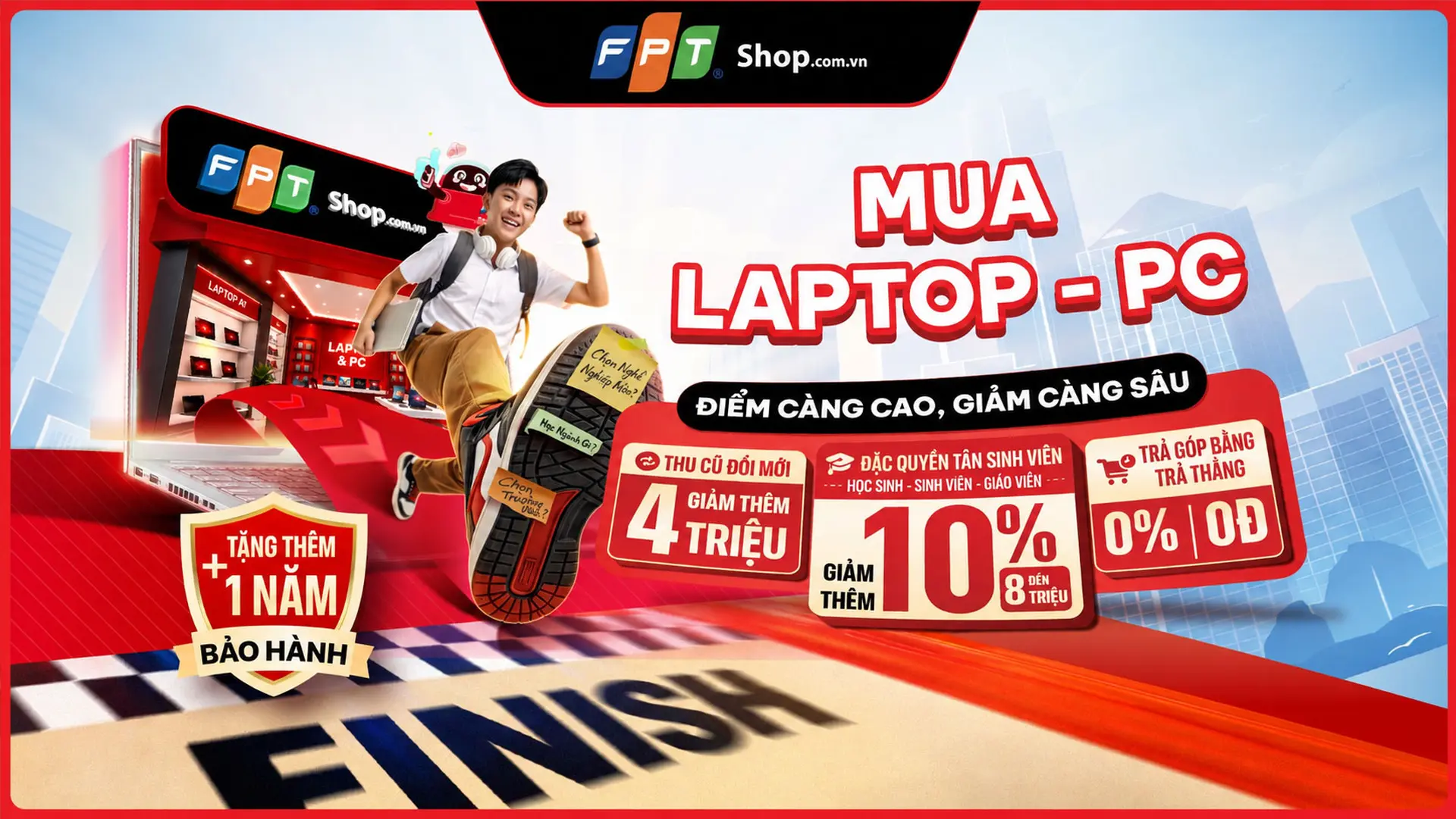 FPT Shop tung ưu đãi laptop mùa tựu trường: Giảm thêm đến 10%, trả góp 0%