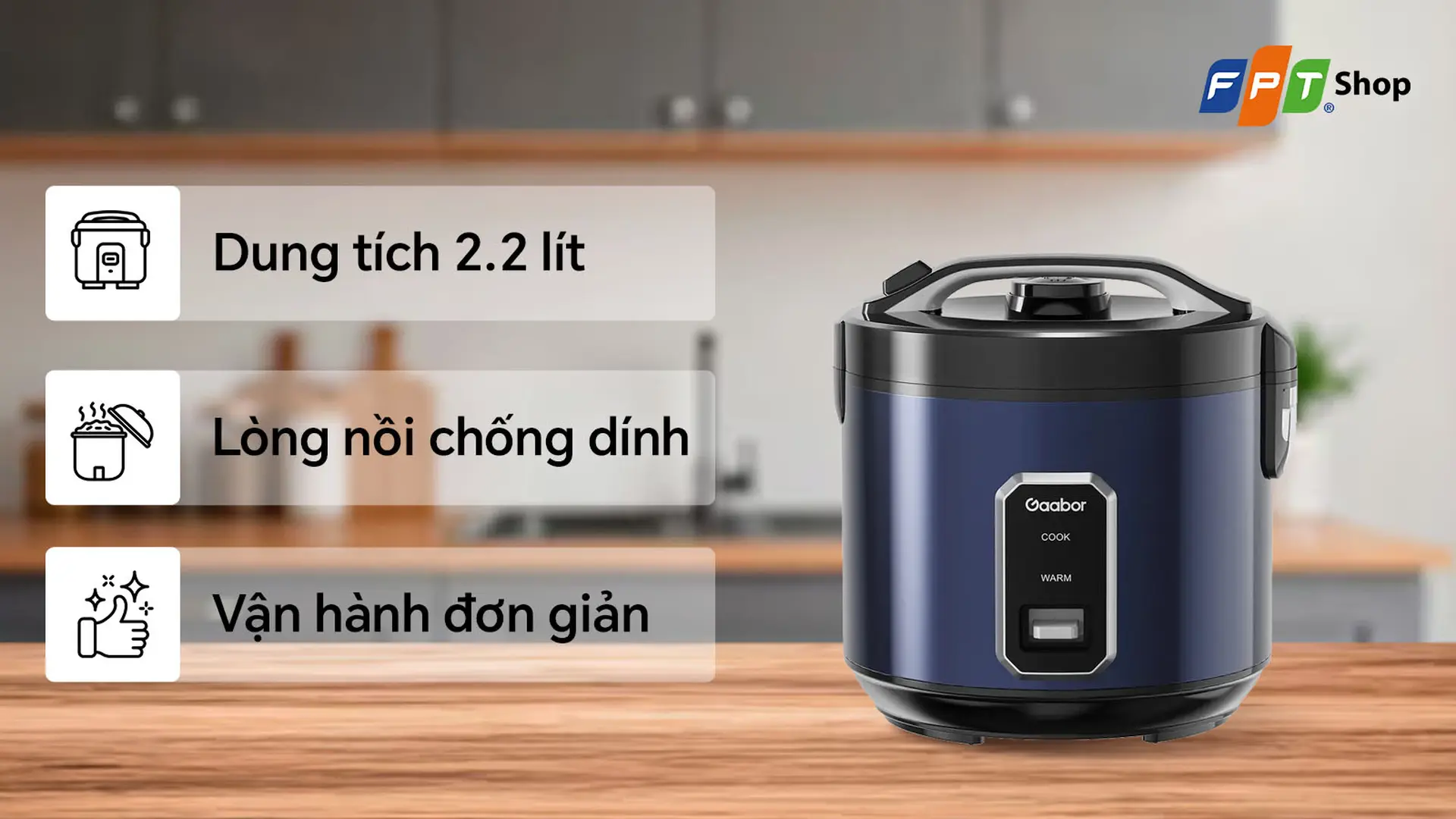 Nồi cơm điện tử Gaabor 2.2 lít RC50M-BE01A