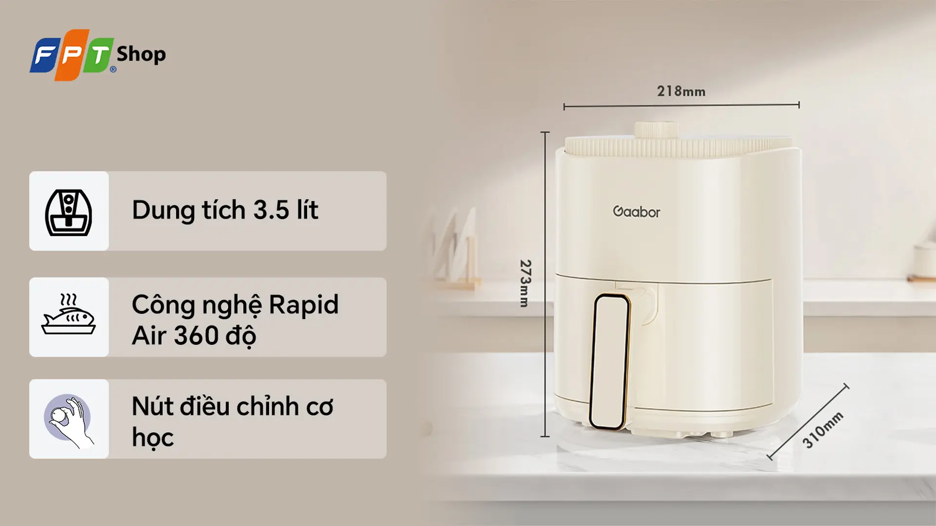 Nồi chiên không dầu Gaabor 3.5 lít AF-35M01A