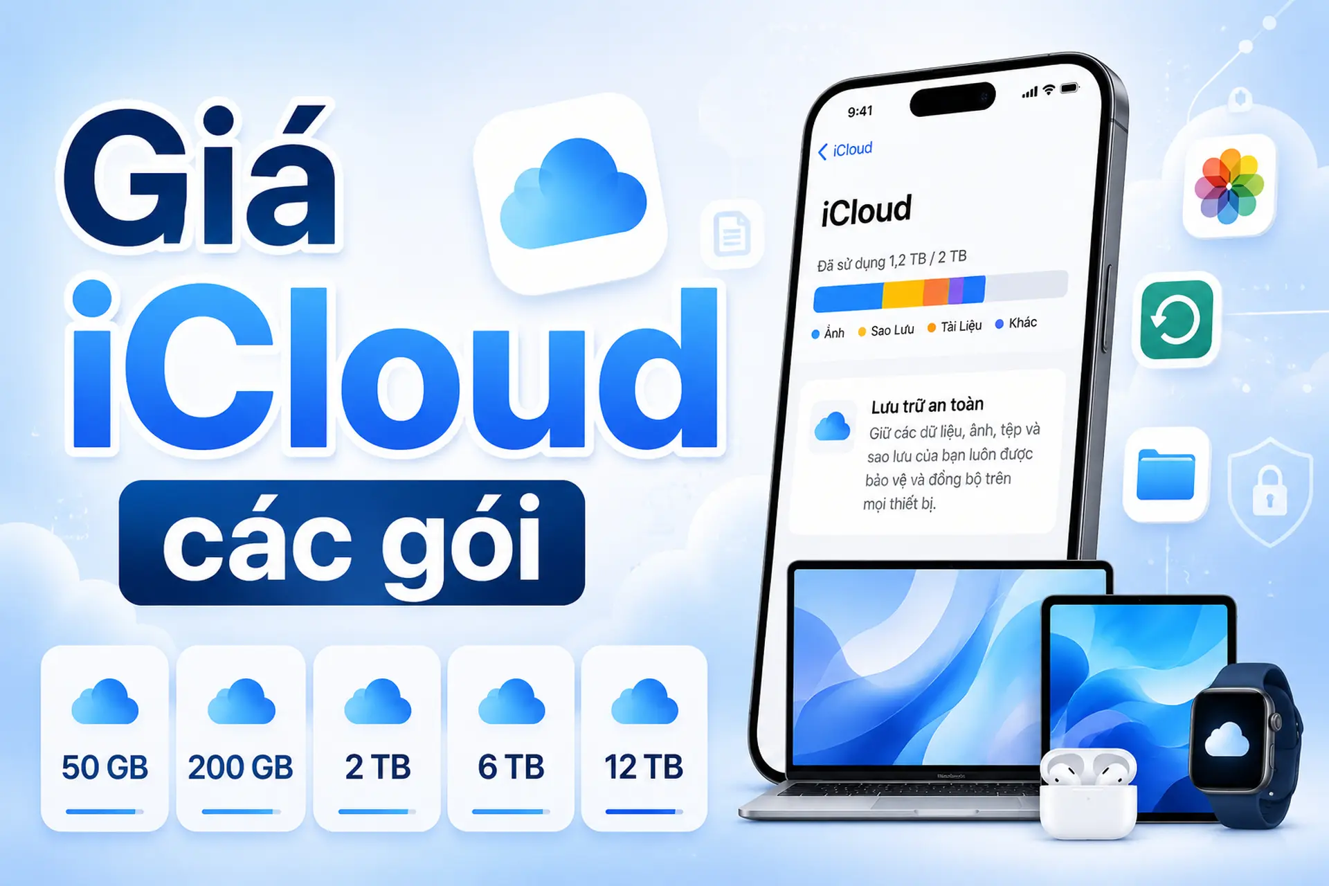 Giá iCloud các gói mới nhất 2026: 50 GB, 200 GB, 2 TB, 6 TB và 12 TB bao nhiêu tiền?