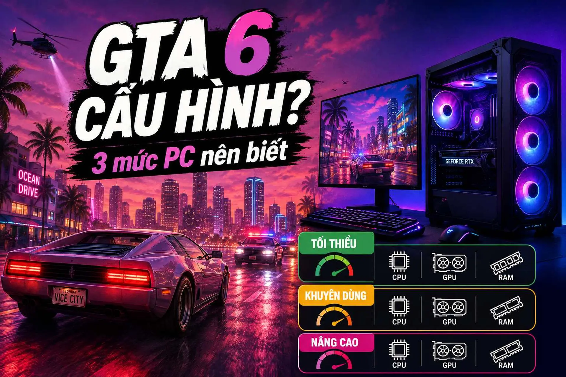 Cấu hình yêu cầu GTA 6 dự kiến ra sao? Ba mức PC nên tham khảo trước khi nâng cấp máy