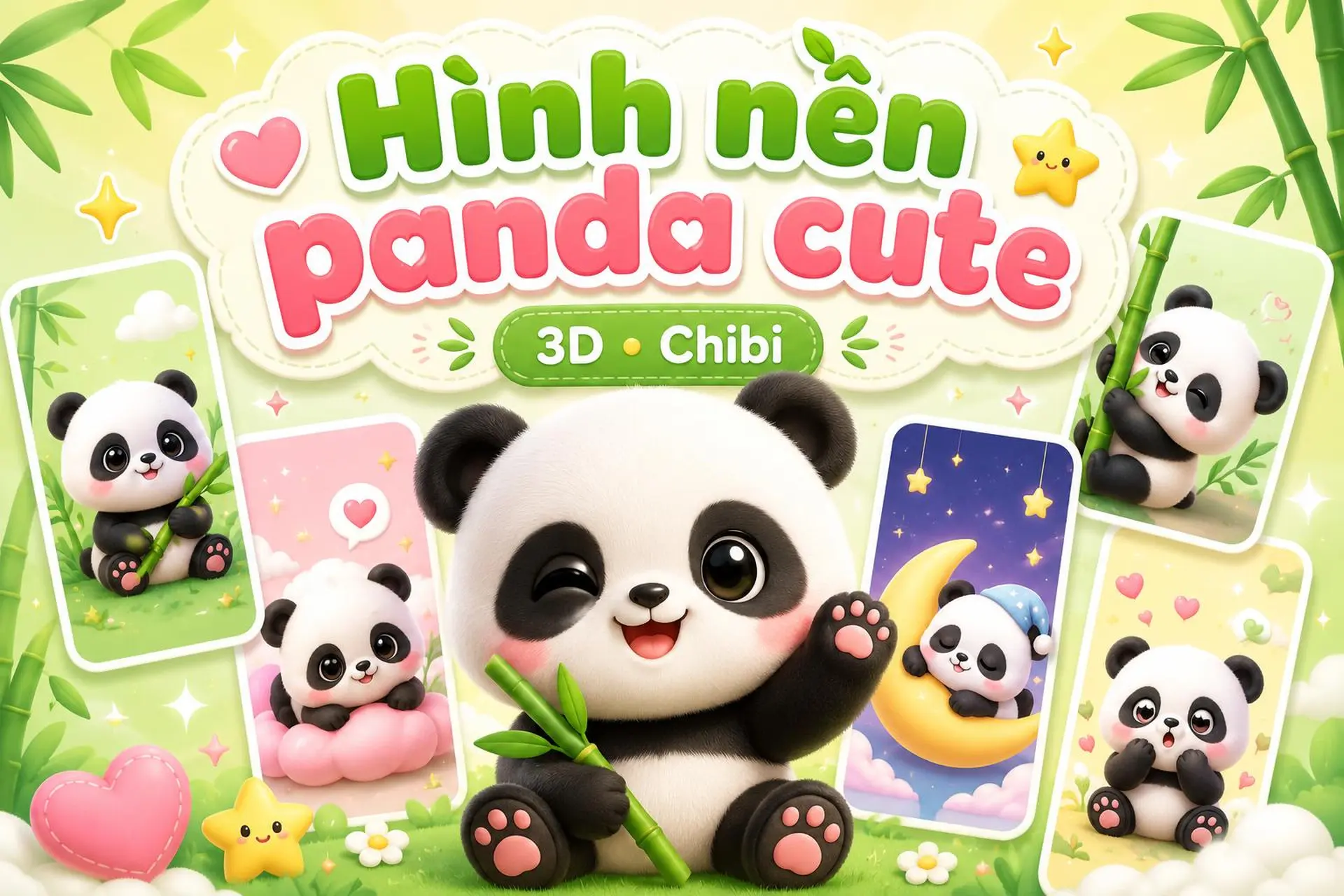 Bộ sưu tập hình nền panda cute, 3D, chibi siêu dễ thương mà fan nào cũng nên có