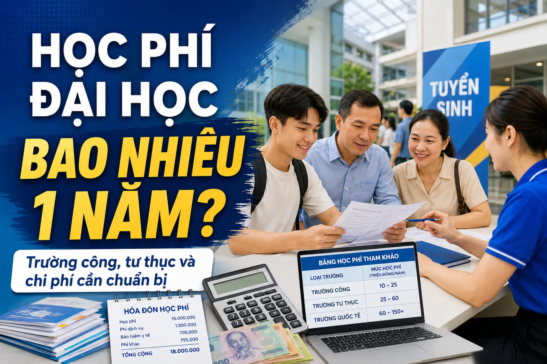 Học phí đại học bao nhiêu 1 năm? Mức thu công lập, tư thục và các khoản cần chuẩn bị khi nhập học năm nay