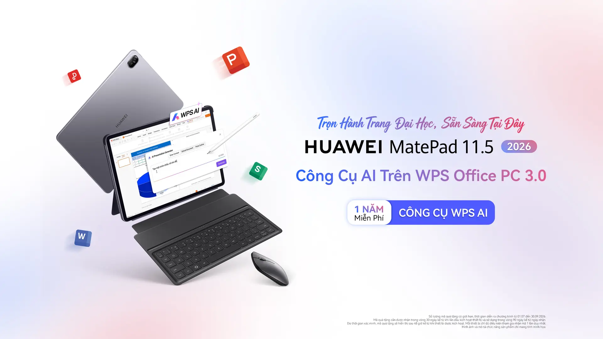 Hướng dẫn kích hoạt và đăng nhập WPS AI trên HUAWEI MatePad 11.5 2026