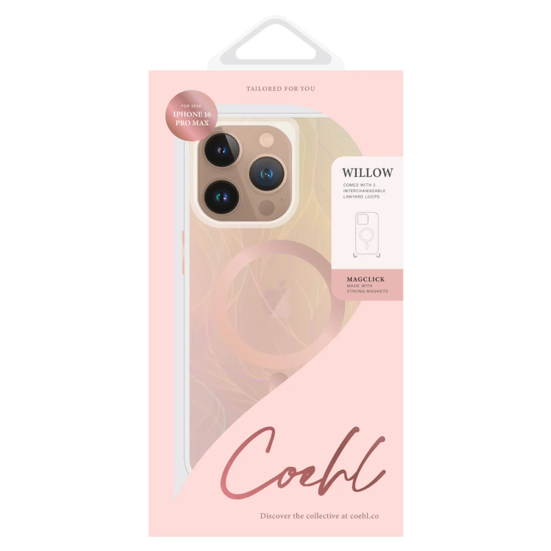 Ốp lưng magsafe iPhone 16 Pro Max nhựa cứng Magnetic Charging Willow Iridescent UNIQ COEHL