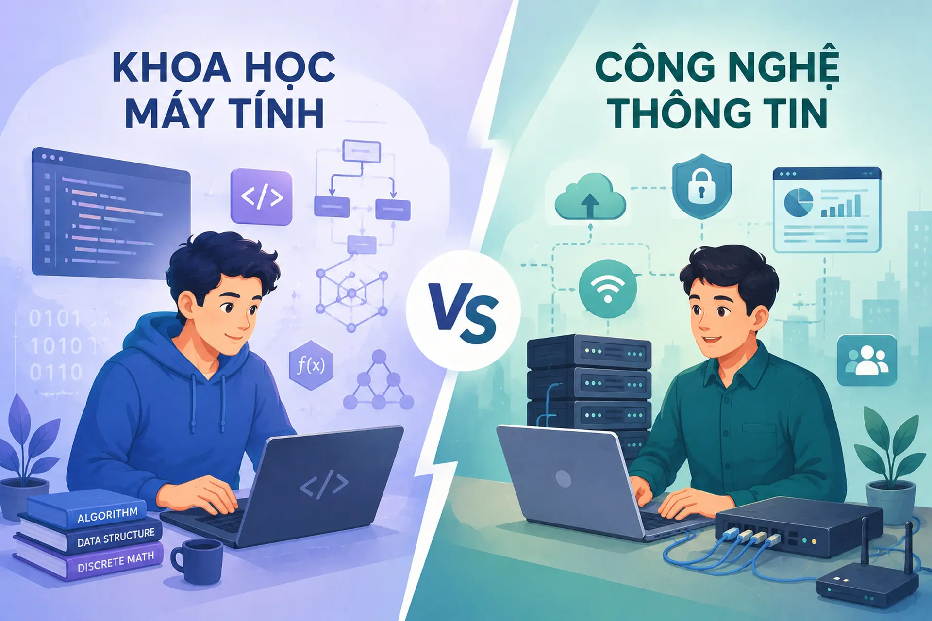 Khoa học máy tính khác gì công nghệ thông tin? So sánh chi tiết để chọn đúng ngành học