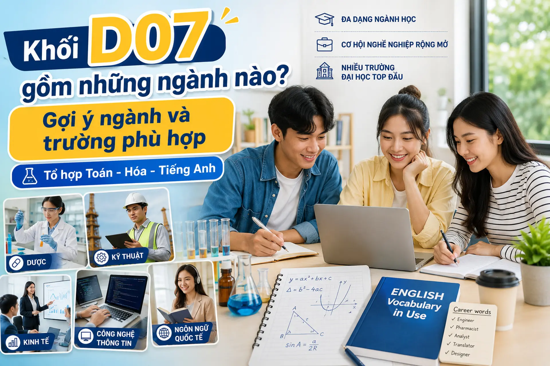 Khối D07 gồm những ngành nào? Gợi ý ngành và trường phù hợp
