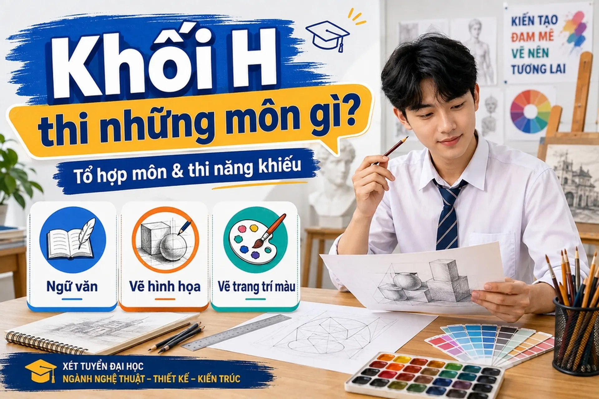 Khối H thi những môn gì? Tìm hiểu các tổ hợp xét tuyển, ngành học và cách ôn thi năng khiếu hiệu quả