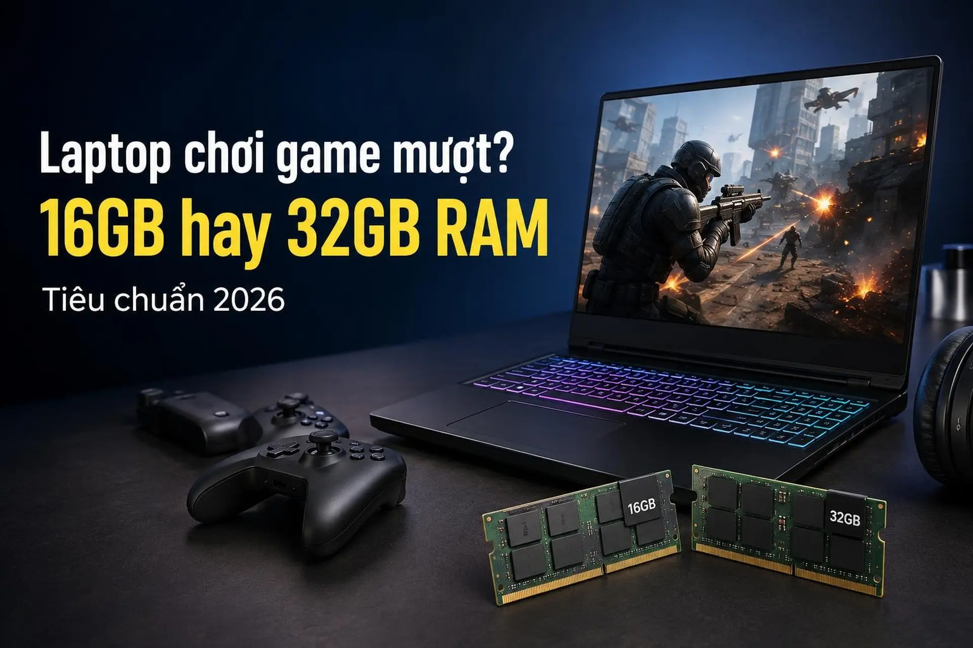 Laptop bao nhiêu RAM chơi game mượt? Tiêu chuẩn thực tế và ranh giới 16GB hay 32GB