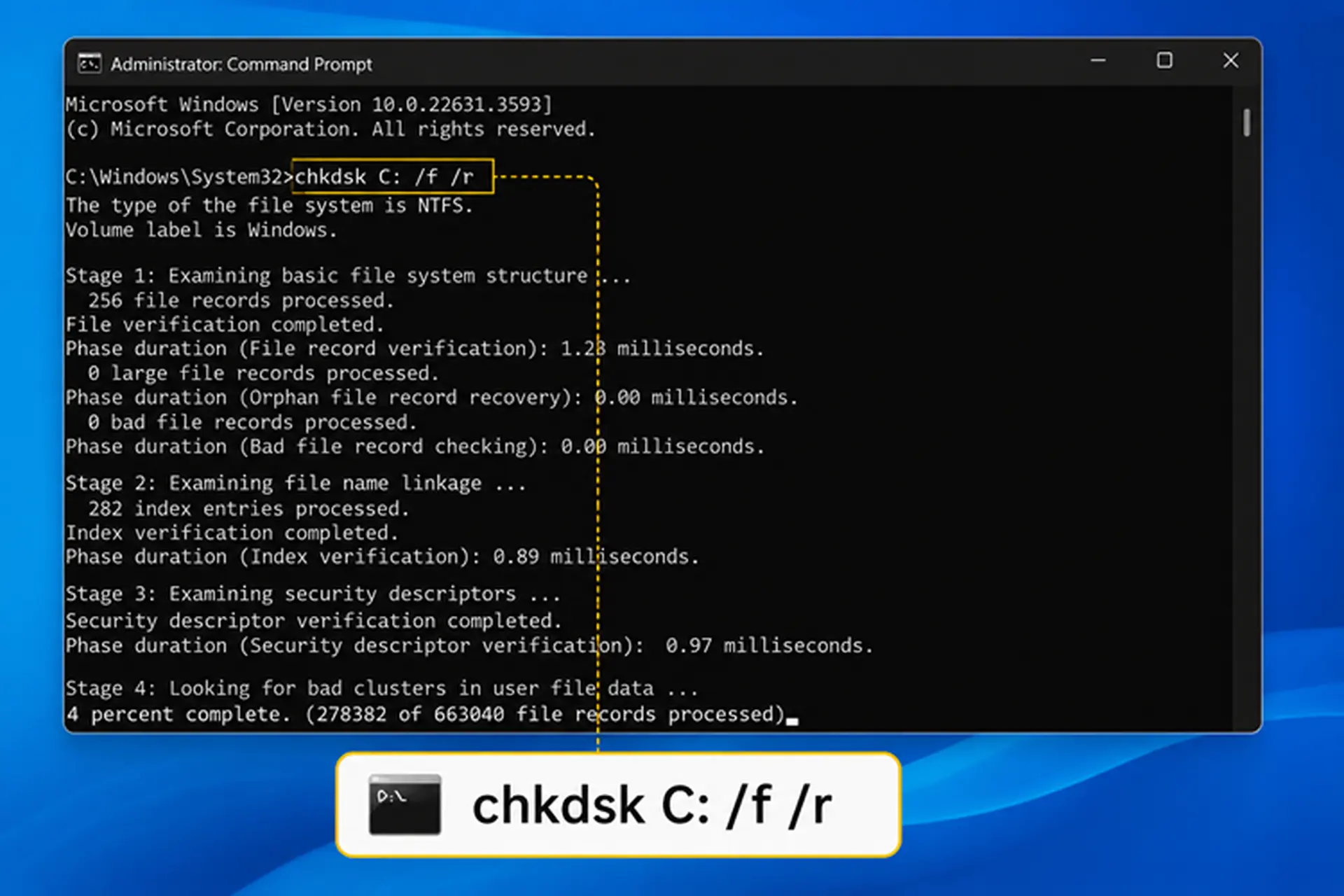 Lệnh check disk trong CMD là gì? Hướng dẫn cách kiểm tra và sửa lỗi ổ cứng Windows