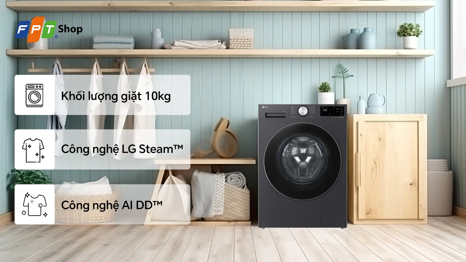 Máy giặt cửa trước LG AI DD Inverter 10 kg FX1410N5G